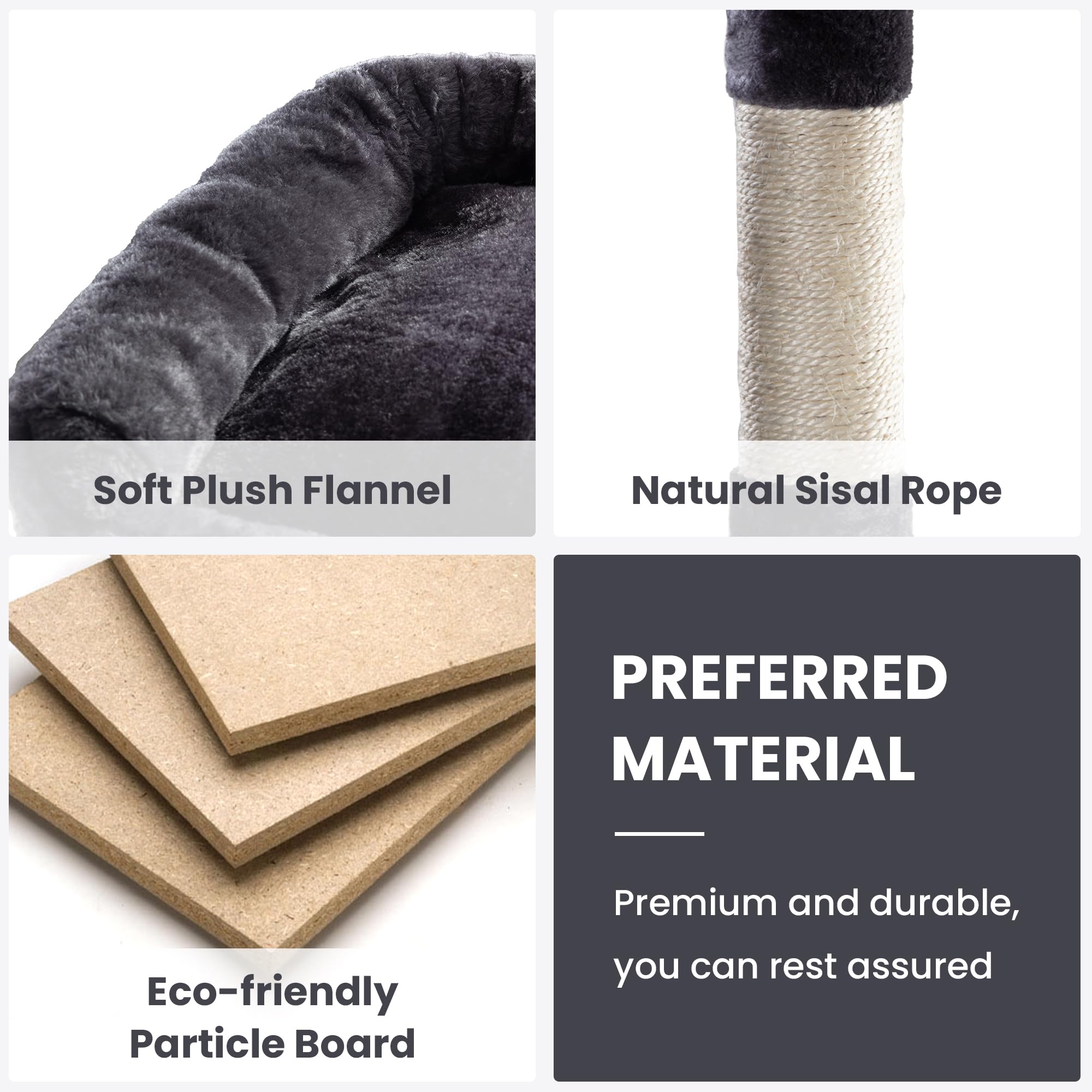 Sha Cerlin 68 Inches Multi-Level Large Cat Tree For Large Cats/Big Cat Tower With Cat Condo/Cozy Plush Cat Perches/Sisal Scratching Posts And Hammocks/Cat Activity Center, Dark Grey