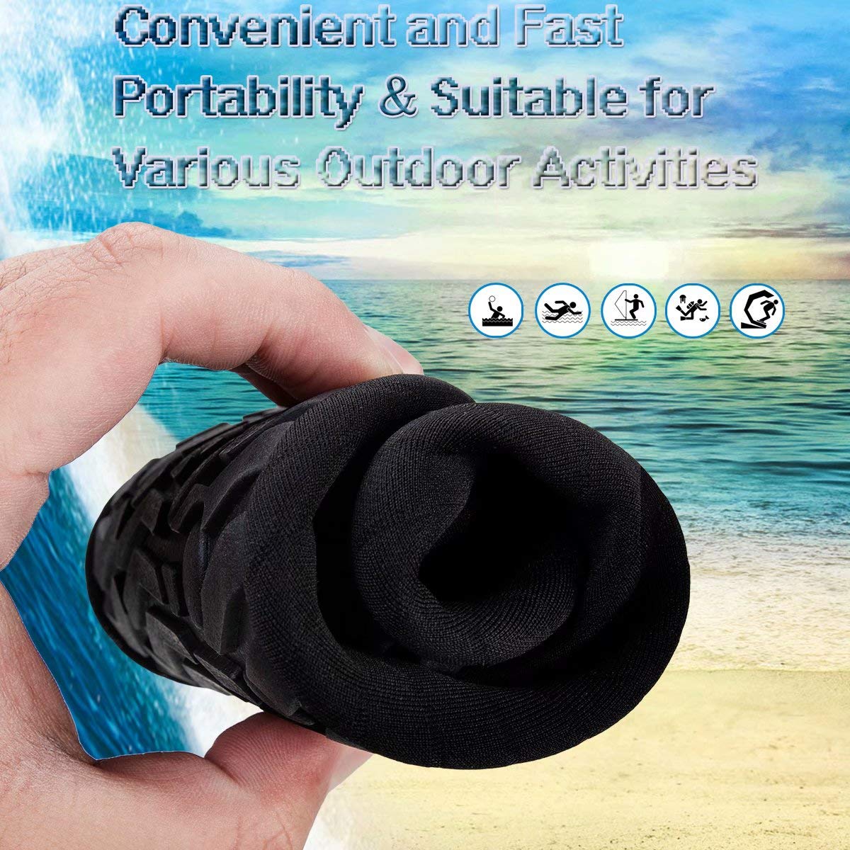 Yalox Water Shoes Womens Mens Outdoor Beach Swimming Aqua Socks Quick-Dry Barefoot Shoes Surfing Yoga Pool Exercise(Black,3839Eu
