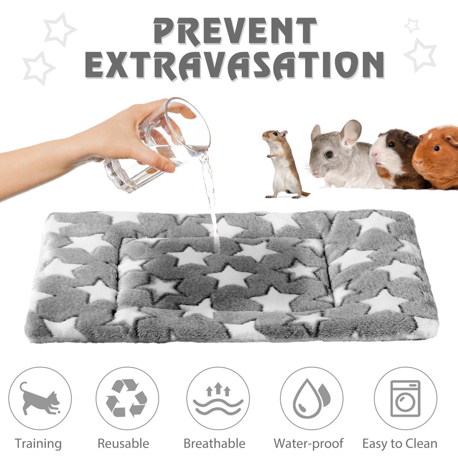 Haull 4 Pcs Waterproof Guinea Pig Bedding Winter Guinea Pig Plush Cage Liners Soft Dog Cat Bed Mat Reversible Cozy Animal Pee Pa