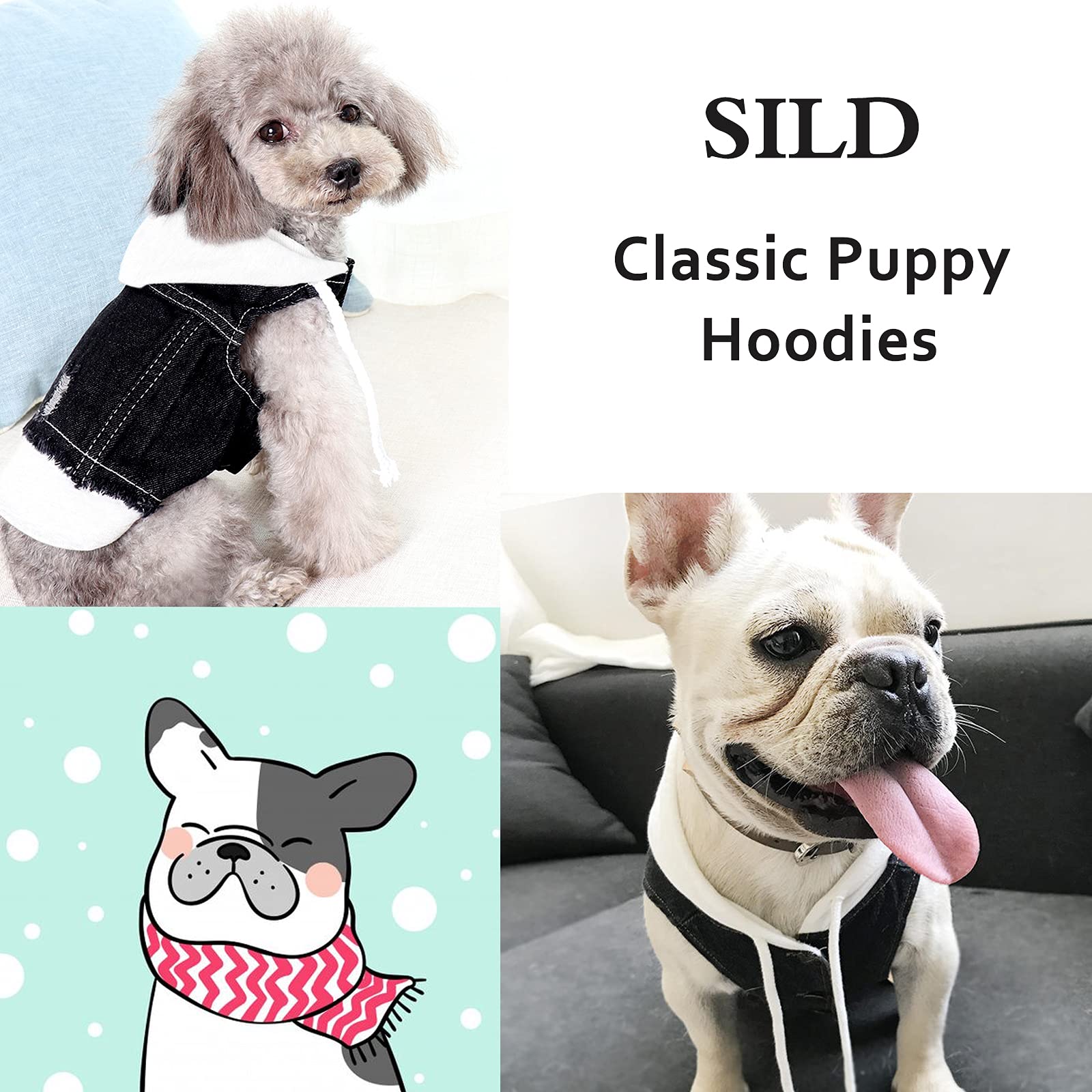 Sild Pet Clothes Dog Jeans Jacket Cool Blue Denim Coat Small Medium Dogs Lapel Vests Classic Hoodies Puppy Blue Vintage Washed Clothes (Plaid Hat,Xxl)