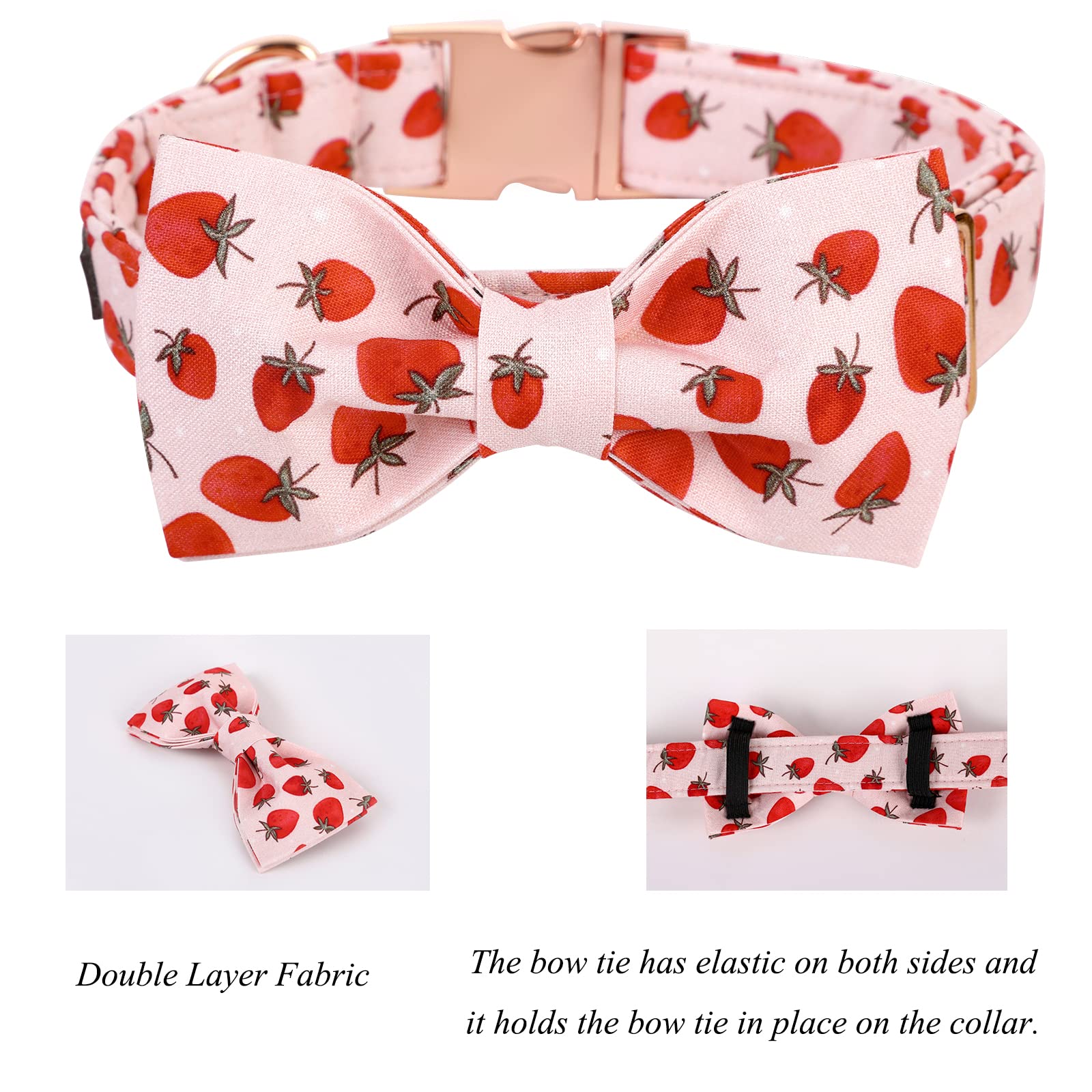 Lionet Paws Dog Collar With Bowtie - Summer Cute Cotton Adjustable Bowtie Dog Collar With Metal Buckle For Medium Dog Girl Boy,