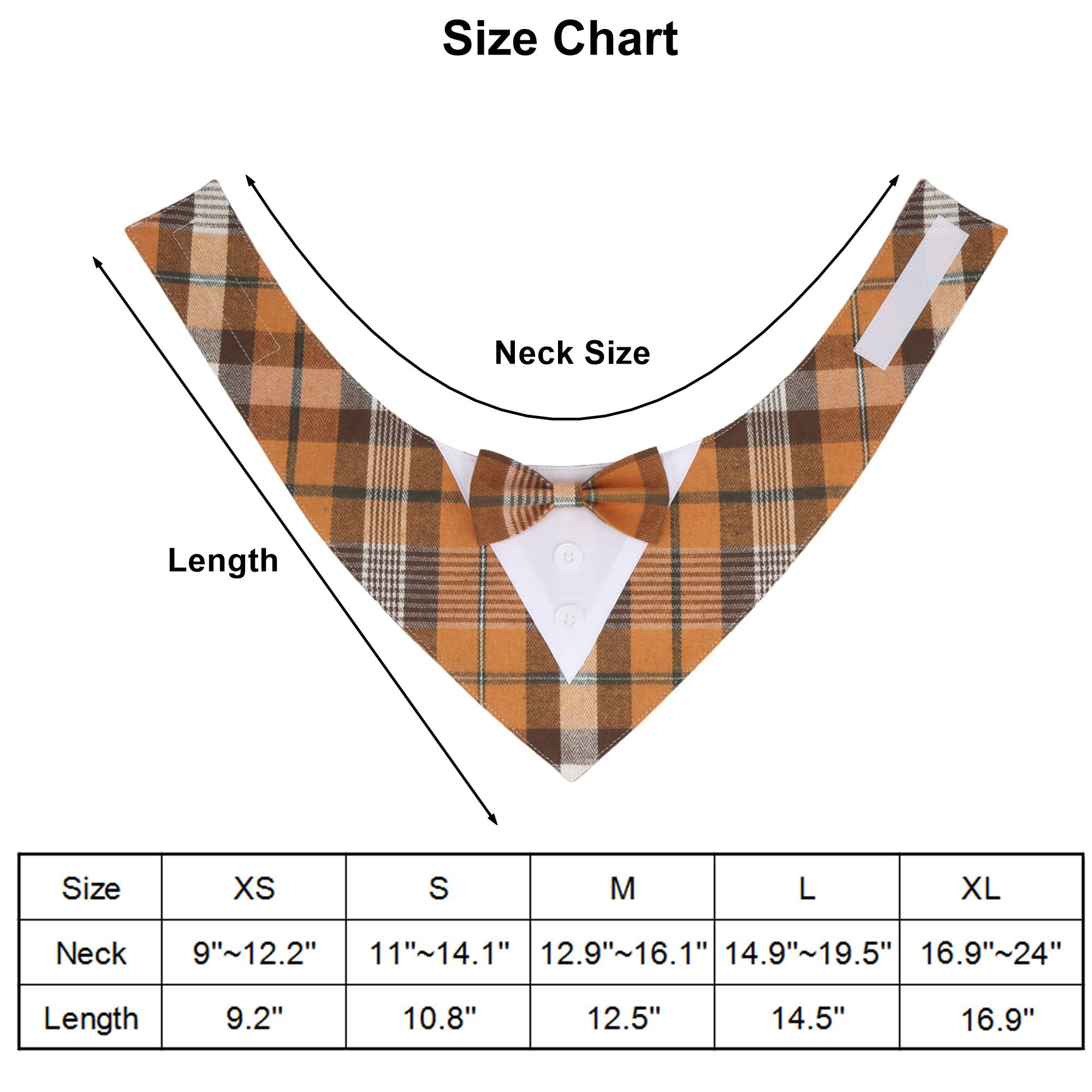 Adoggygo Fall Dog Tuxedo Bandana, Orange Plaid Dog Tux Collar With Bowtie Adjustable Dog Halloween Thanksgiving Formal Costume For Large And Extra Large Dogs Pets (Xl, Fall)