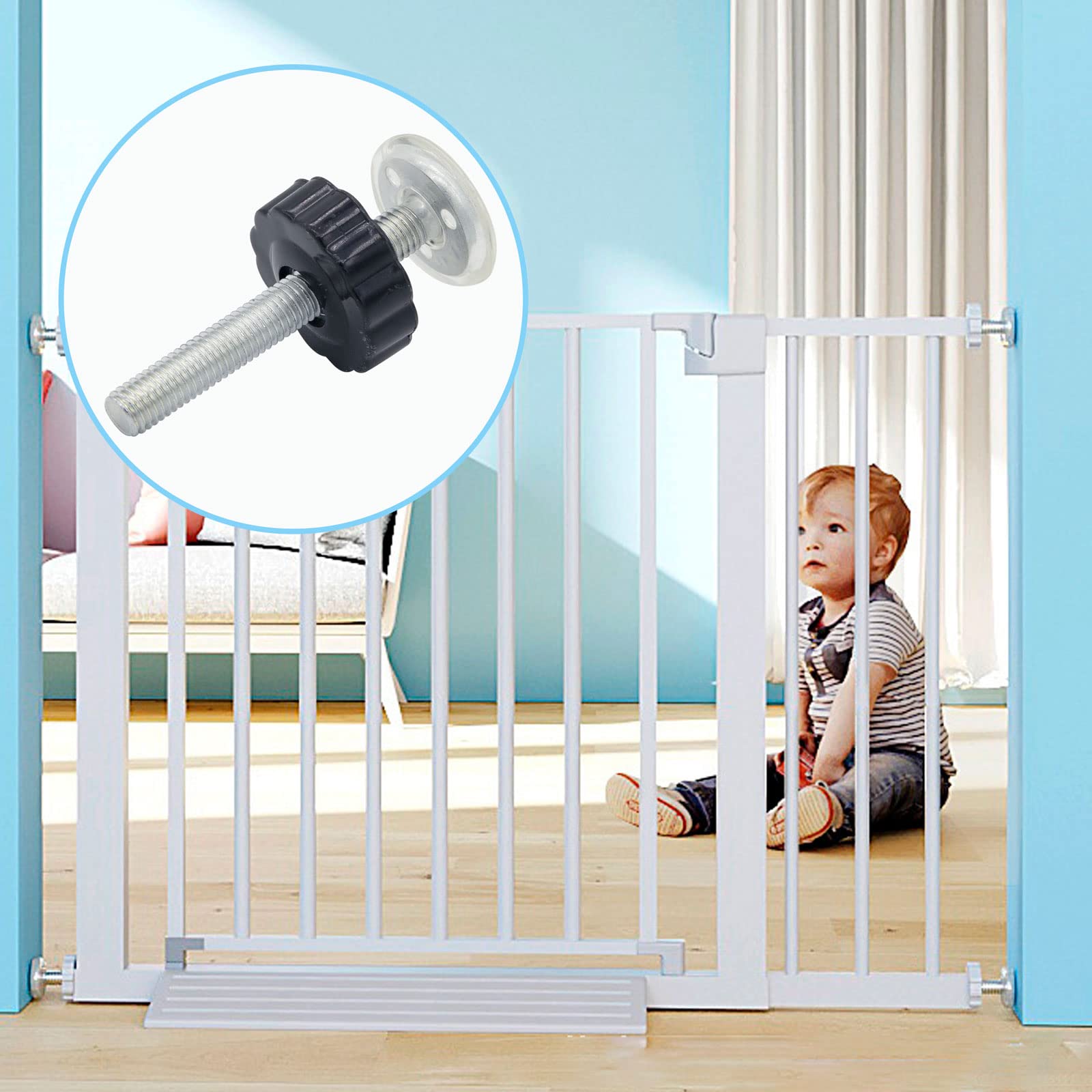 2 Set M10 Baby Gate Adapter With Baby Gate Wall Protector, 10Mm Baby Gate Extender Pressure Gates Threaded Spindle Rods, Replacement Bolt Part For Baby & Pet Pressure Mounted Safety Gates