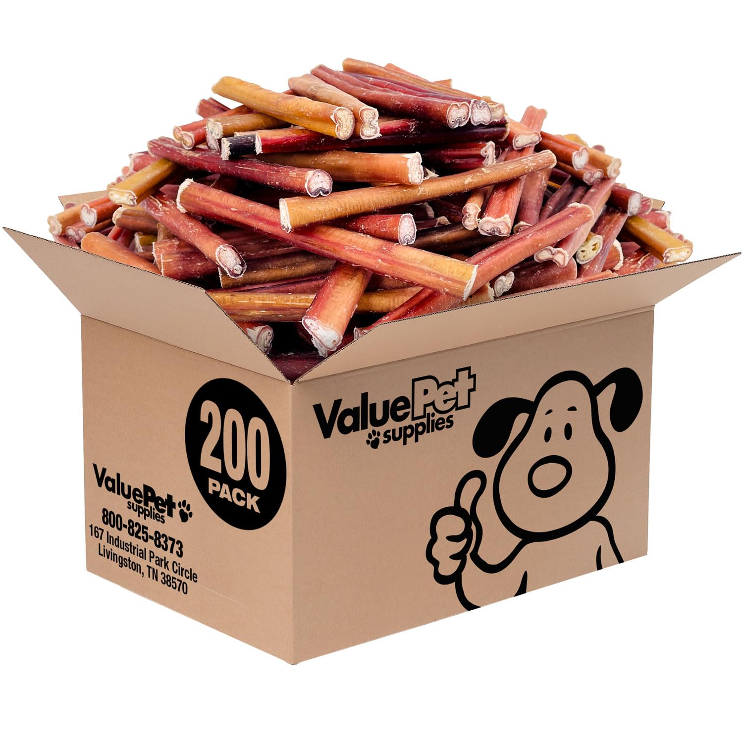 ValueBull Bully Sticks for Dogs, Medium 6 Inch, 200 Count Bulk Pack - All Natural Dog Treats, 100% Beef Pizzles, Single Ingredie