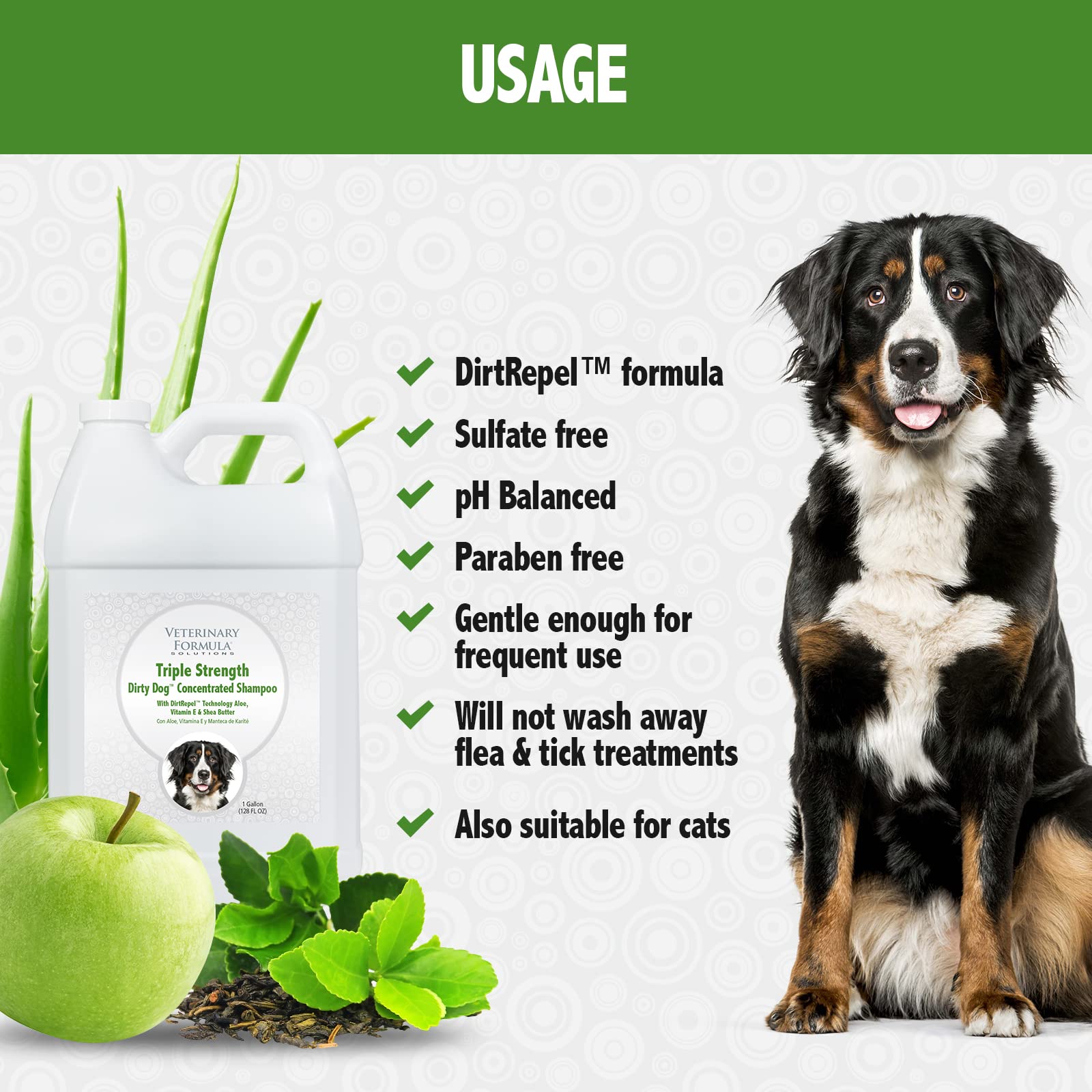 Veterinary Formula Solutions Triple Strength Dirty Dog Concentrated Shampoo, 1 Gallon - DirtRepel Technology Cleans Extra Dirty