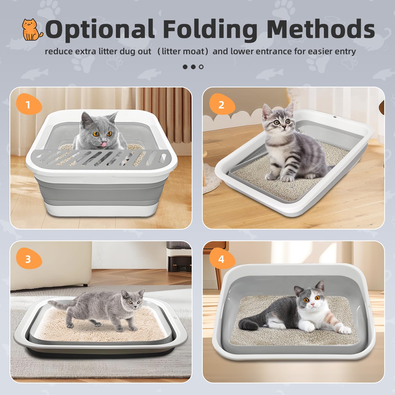 Small Litter Box For Kittens, Open Potty Pan Cat Toilet Portable Cats Litter Box Travel Litter Easy To Clean And Assemble 17.7''