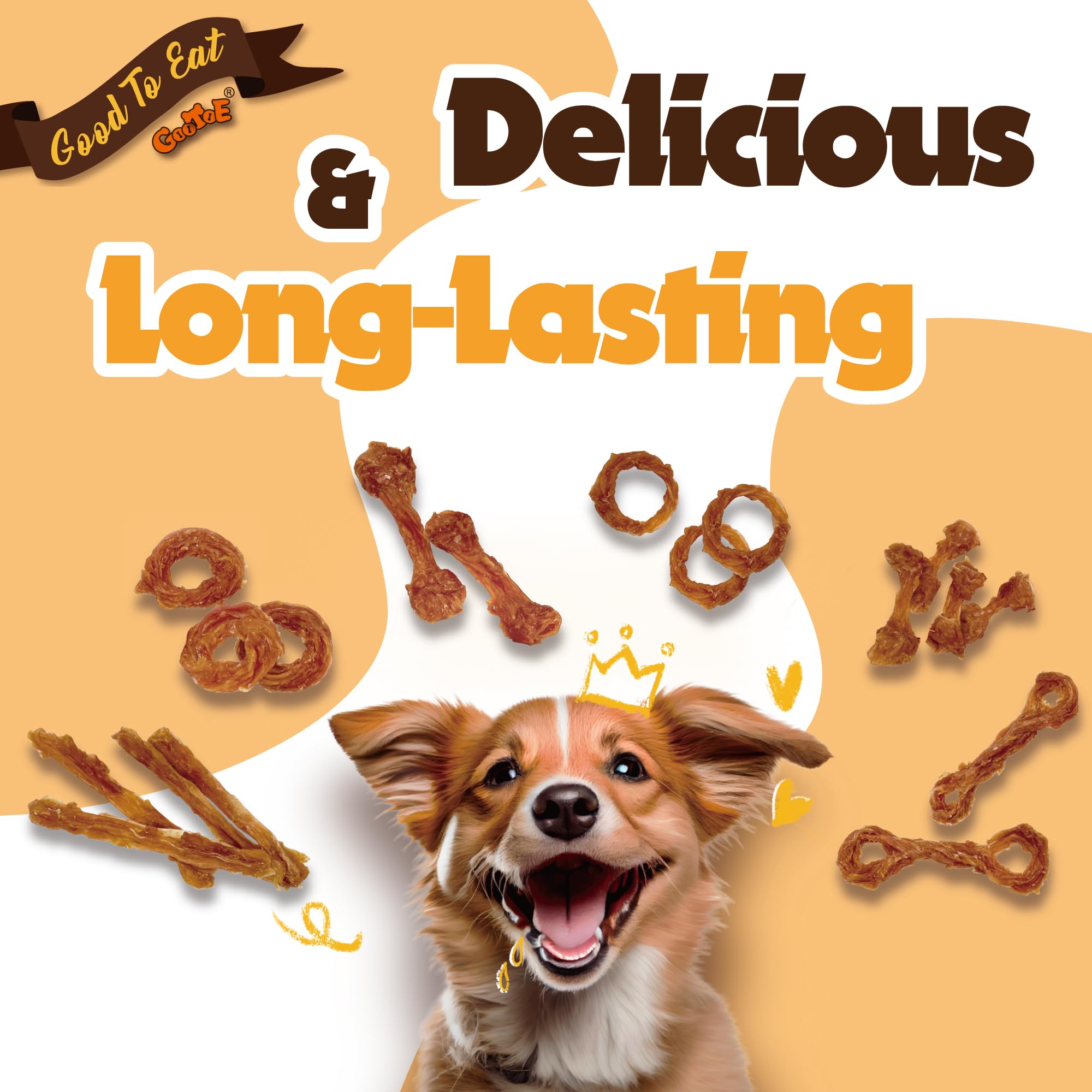 Gootoe Turkey Tendon Dog Treats - 100% USA-Sourced, Natural Snack, Premium Training Chews, Hypoallergenic, Reseal Value Bags, Si