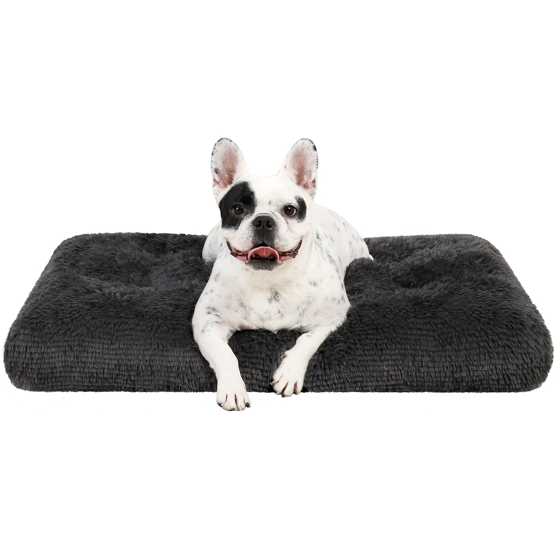Ksiia Dog Crate Bed Washable Dog Beds For Small Dogs Deluxe Plush Fluffy Comfy Thick Kennel Pad Anti-Slip & Anti-Scratch Pet Sleeping Mat, 23 X 18 Inch, Dark Gray
