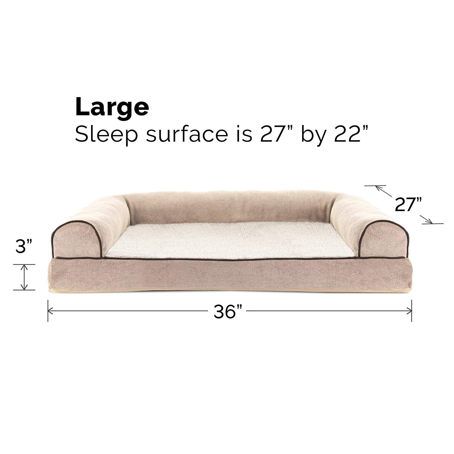 Furhaven Cooling Gel Dog Bed for Large/Medium Dogs w/ Removable Bolsters & Washable Cover, For Dogs Up to 55 lbs - Sherpa & Chen