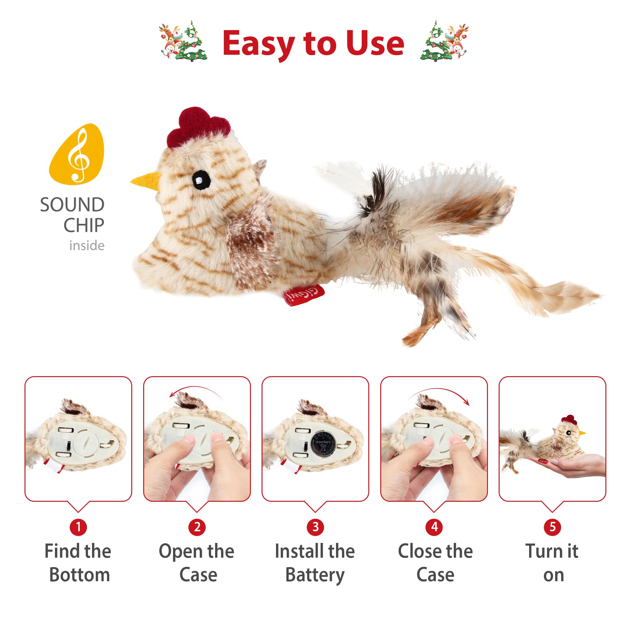 Gigwi Interactive Cat Toys for Indoor Cats, Cat Mouse Toys 2 Pcs with Electronic Realistic Squeaky Sound, Automatic Moving Kitte