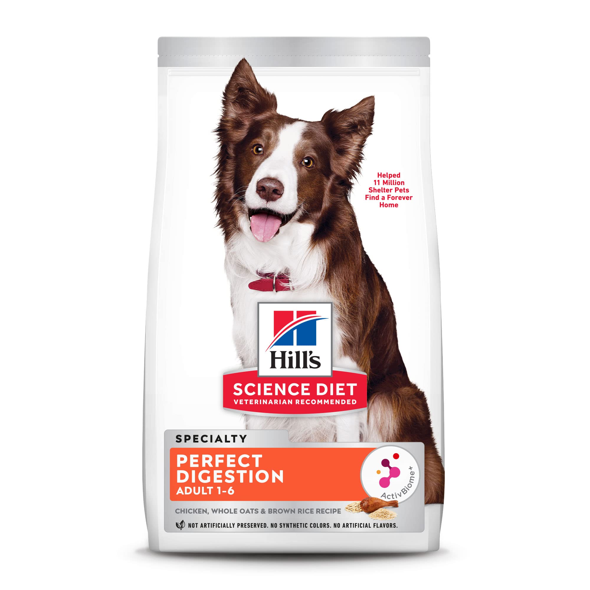 Hills Science Diet Perfect Digestion, Adult 1-6, Digestive Support, Dry Dog Food, Chicken, Brown Rice, & Whole Oats, 22 lb Bag