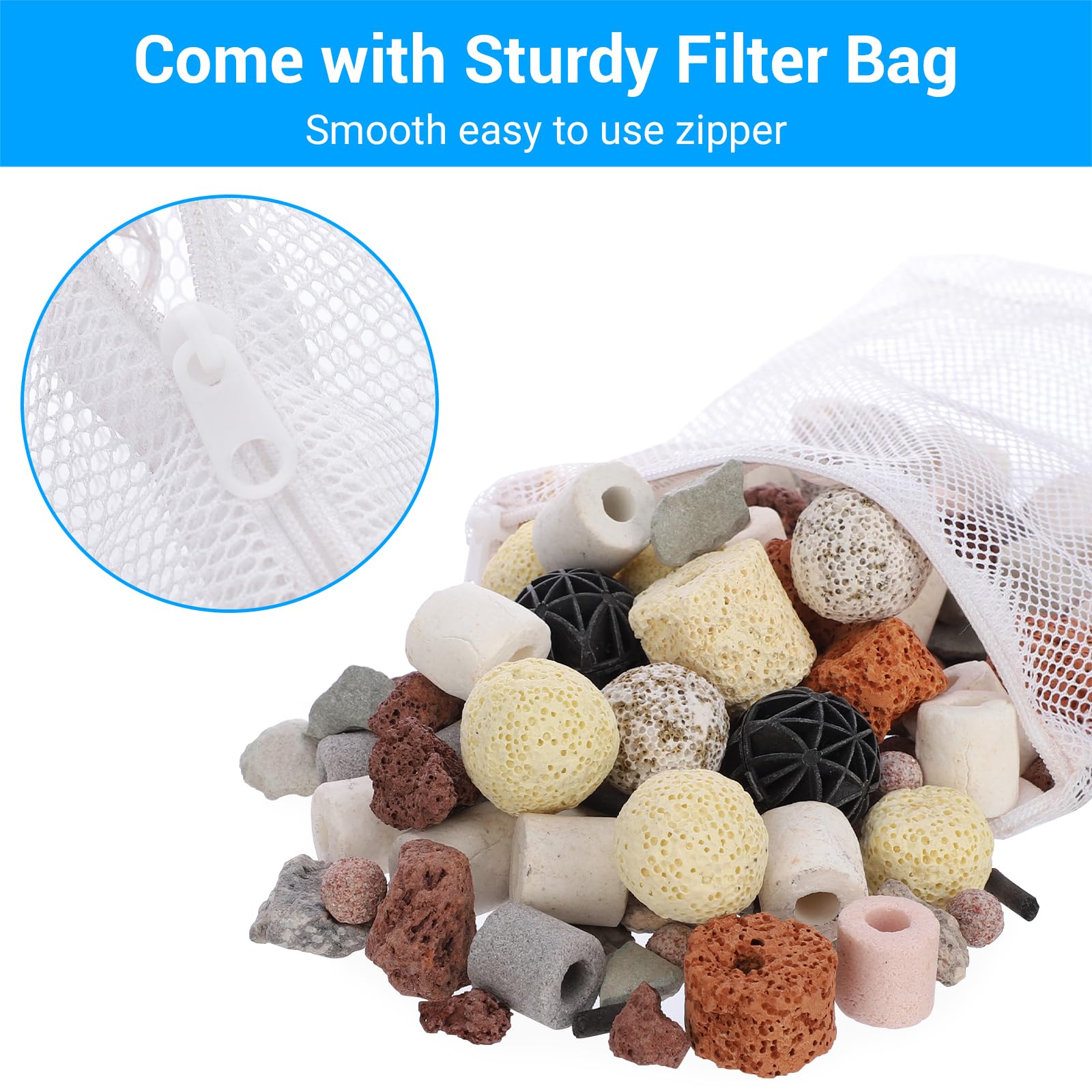 Segarty Filter Media,12 In 1 Bio Media For Aquarium Sump Filter Ceramic Rings Activated Carbon Bio Balls Freshwater Marine Biolo