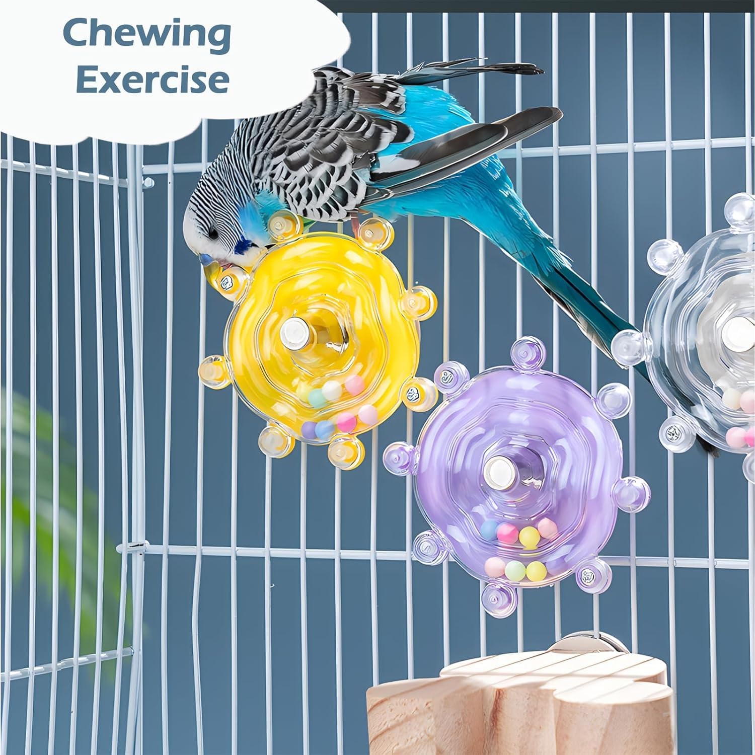 Bird Toys For Parakeets, Colorful Parakeet Toys Wheel, Interactive Spinner Rattle Parrot Toy, Cockatiel Toy For Bird Cage, Chewi