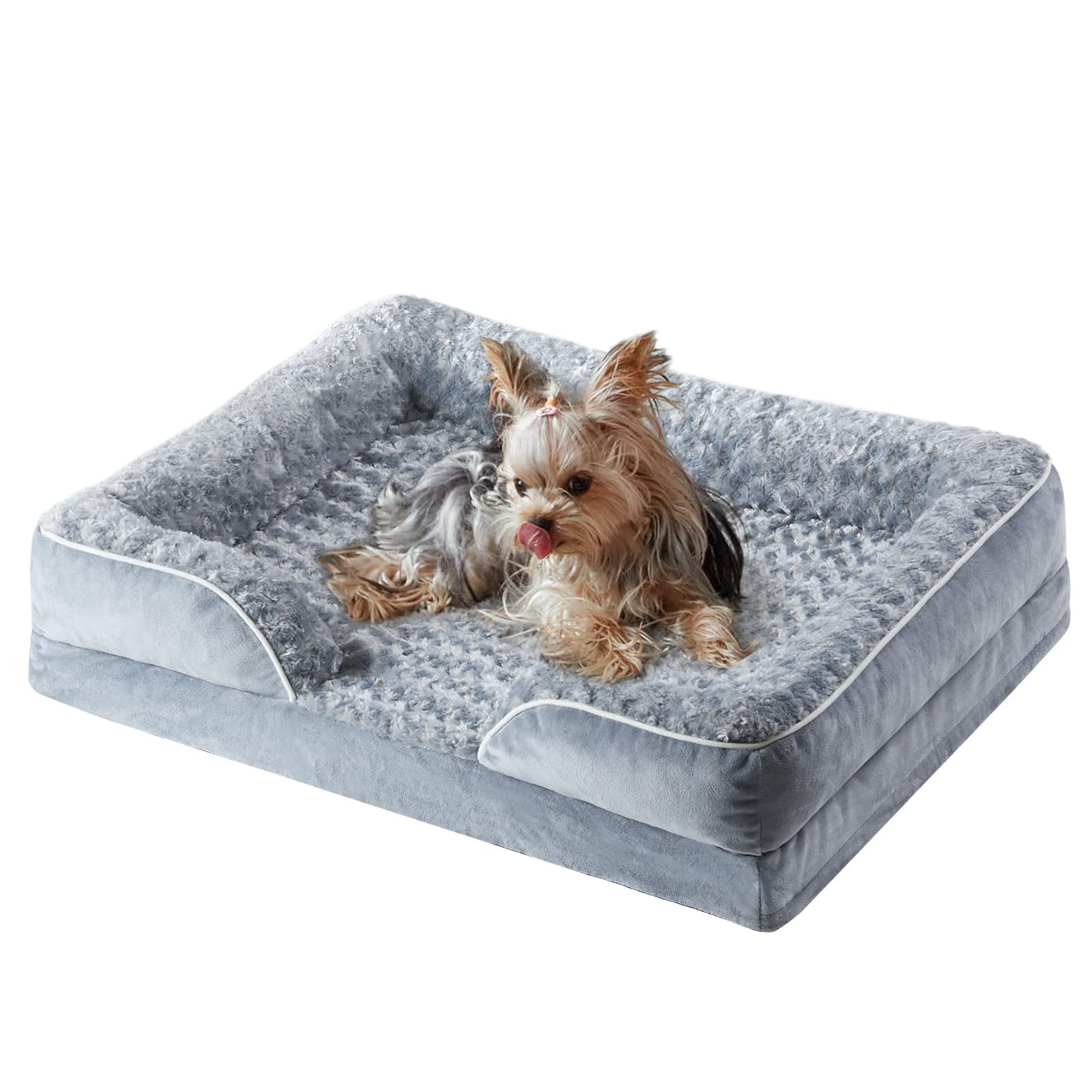 Wnpethome Medium Dog Bed - Washable Bolster Sofa With Waterproof Lining & Non-Skid Bottom, Orthopedic Egg Foam For Pet Sleeping
