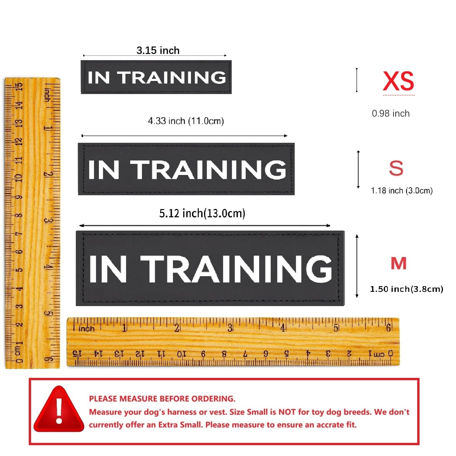 Service Dog In Training Patch, In Training Tag, Removable To Collar, Harness (Black Patch-Xsmall 0.98 X 3.15)