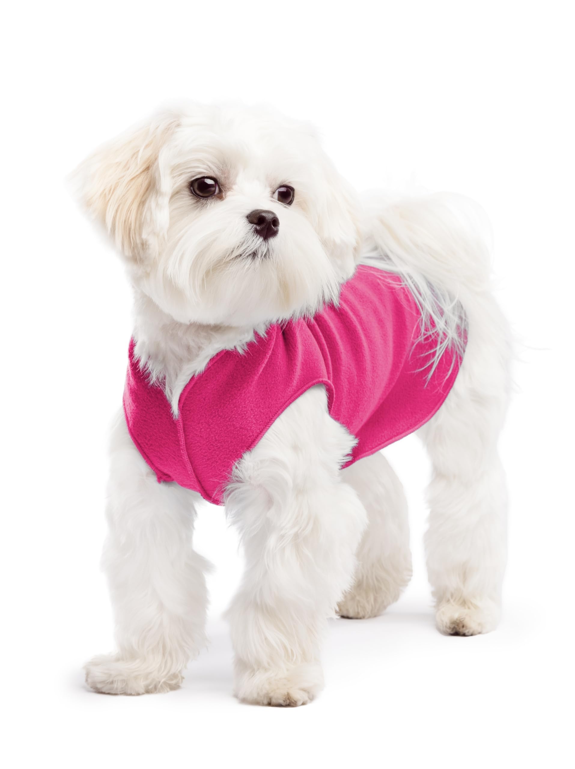 Gold Paw Stretch Fleece Dog Coat, Stretchy Pet Sweater, Machine Washable Pullover For Winter And Fall, Fuchsia, 8