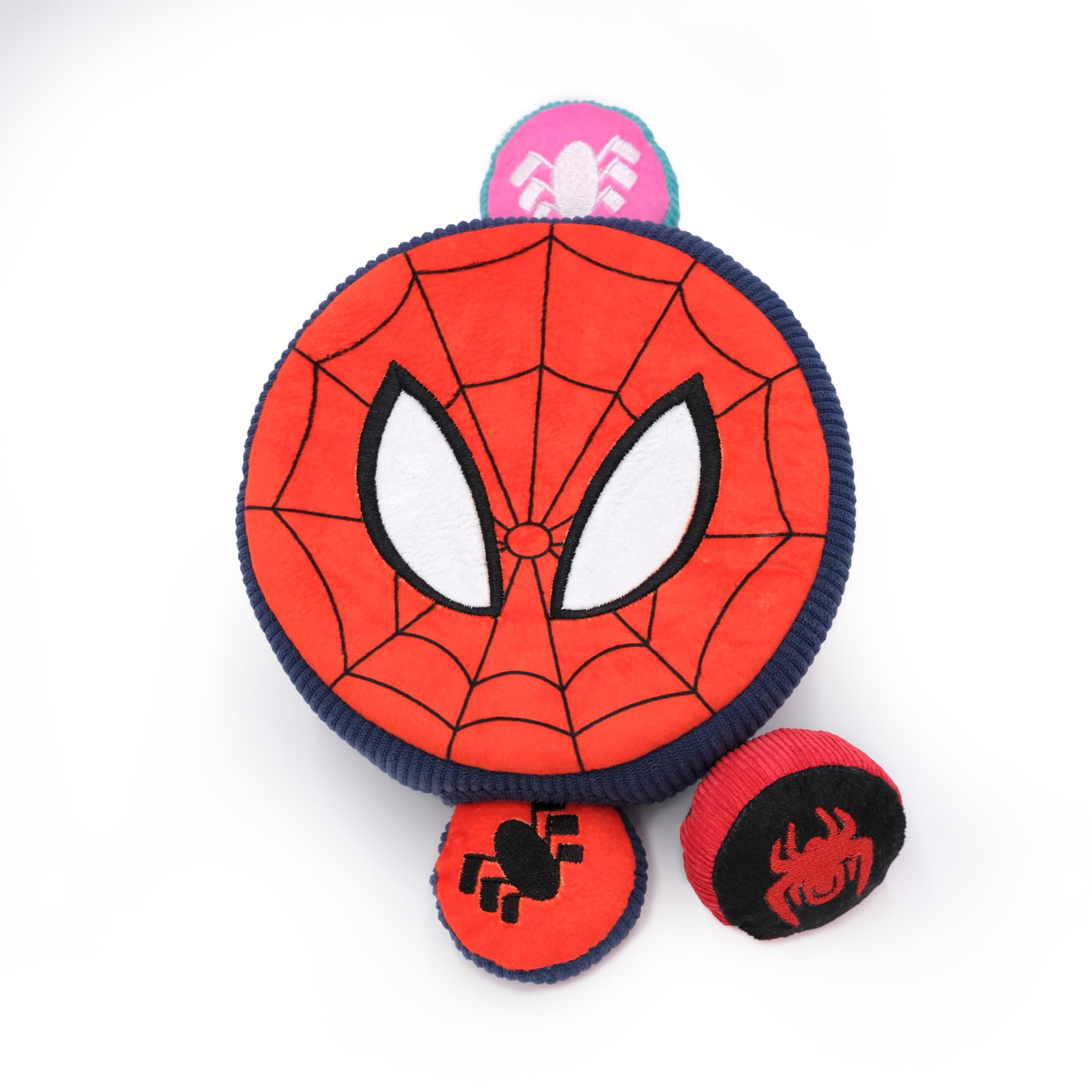 ZippyPaws Burrow Puzzle Plush Dog Toy for Small to Medium Dogs, Spider Man Color, Interactive Squeaky Toy, Model ZPC1911
