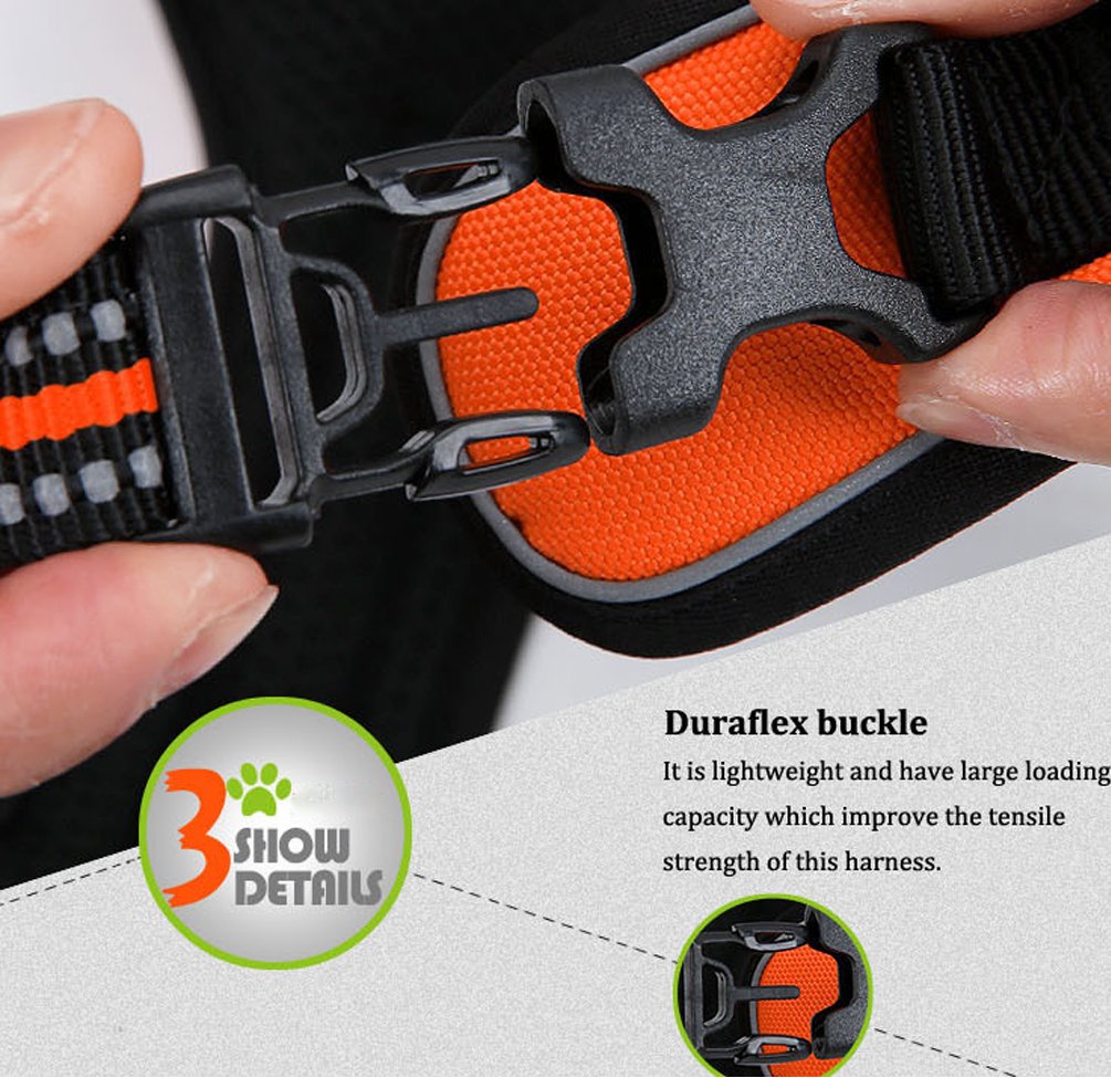 Sgoda Reflective Dog Harness, Dog Vest Harness, No Pull Pet Harness With Handle, Small, Orange