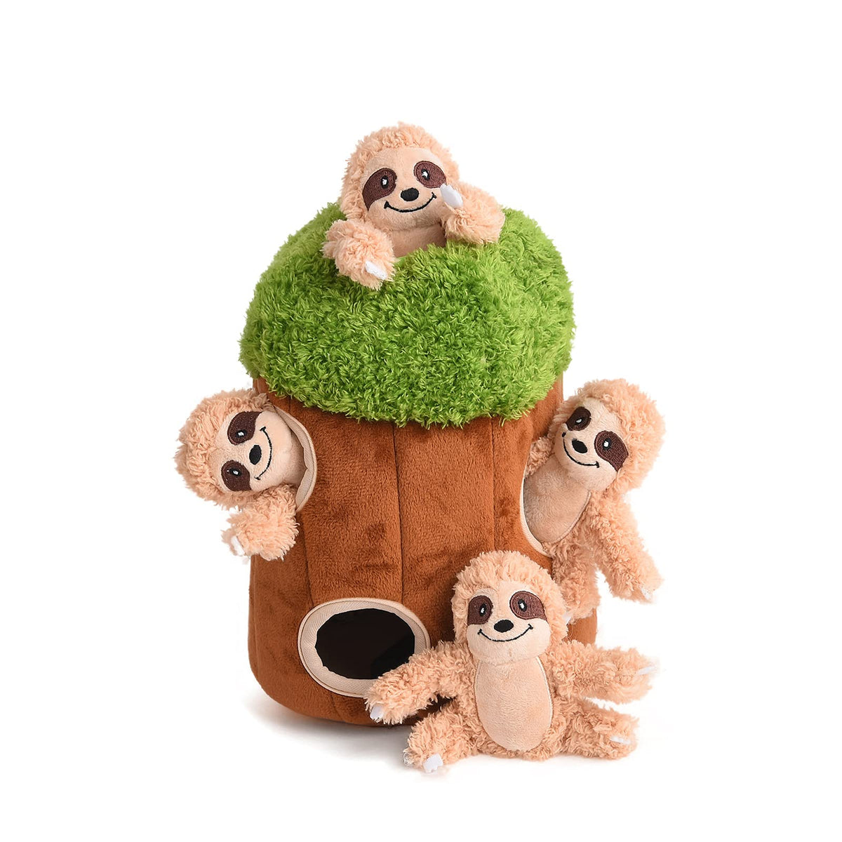 Okegztoa Interactive Squeaky Dog Toys Plush Sloth Dog Toy, Stuffing Woodland Friends Burrow, Dog Toys For Small Medium Large Dogs, Squeaky Plush Dog Toy (Medium)