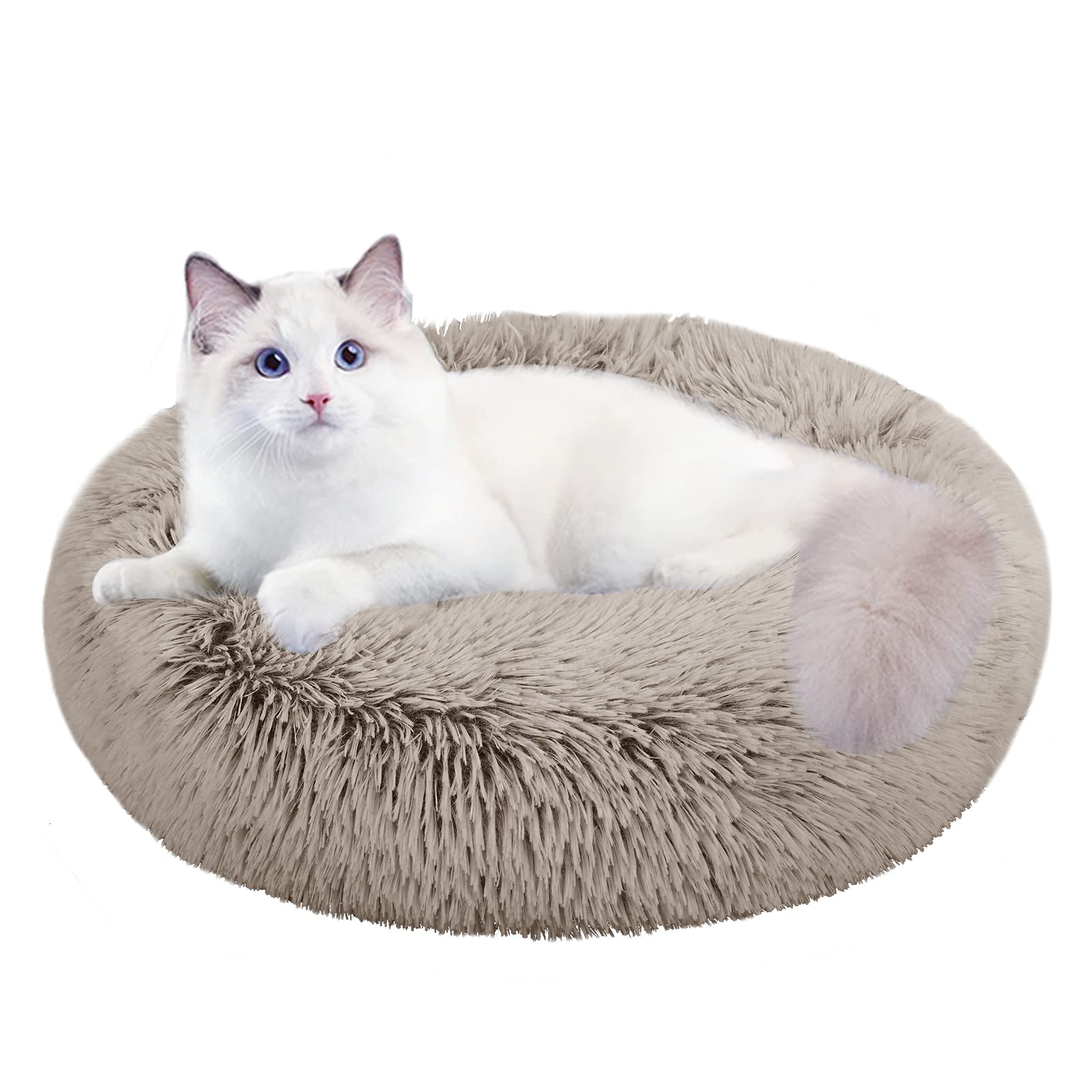Nisrada Cat Beds For Indoor Cats,24 Inch Dog Bed For Small Melium Large Dogs, Washable-Round Pet Bed For Puppy And Kitten With Slip-Resistant Bottom