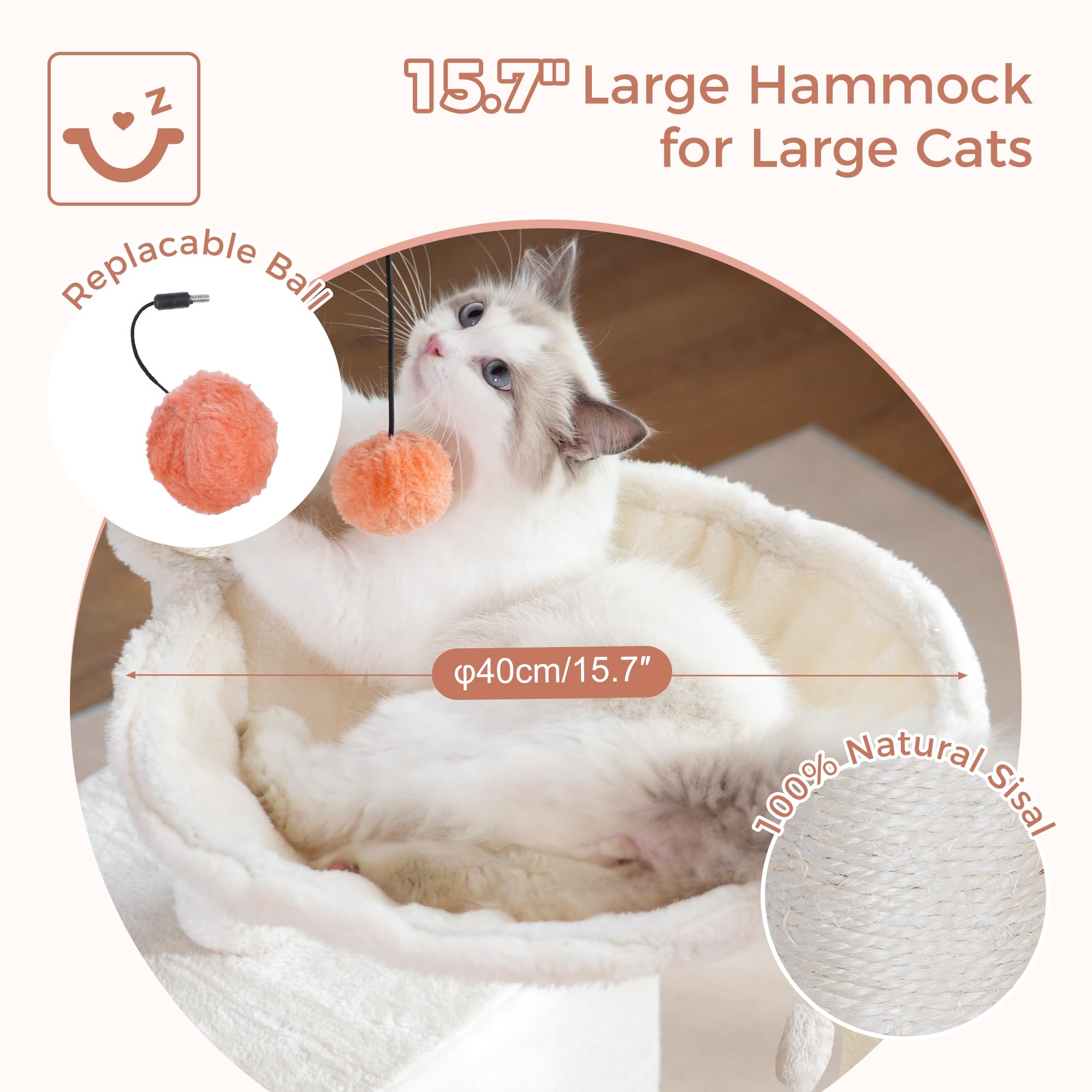 Pawfessor Flower Cat Tree 4 In 1 Cat Scratching Post For Indoor Cats 34'' Small Cat Tower For Large Cats, With Cat Scratch Posts