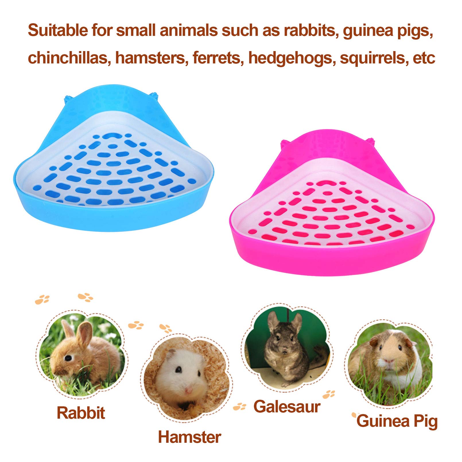 kathson Blue Triangle Potty Trainer for Small Pets - Rabbit, Guinea Pig, Chinchilla, Hamster Plastic Litter Box Pan