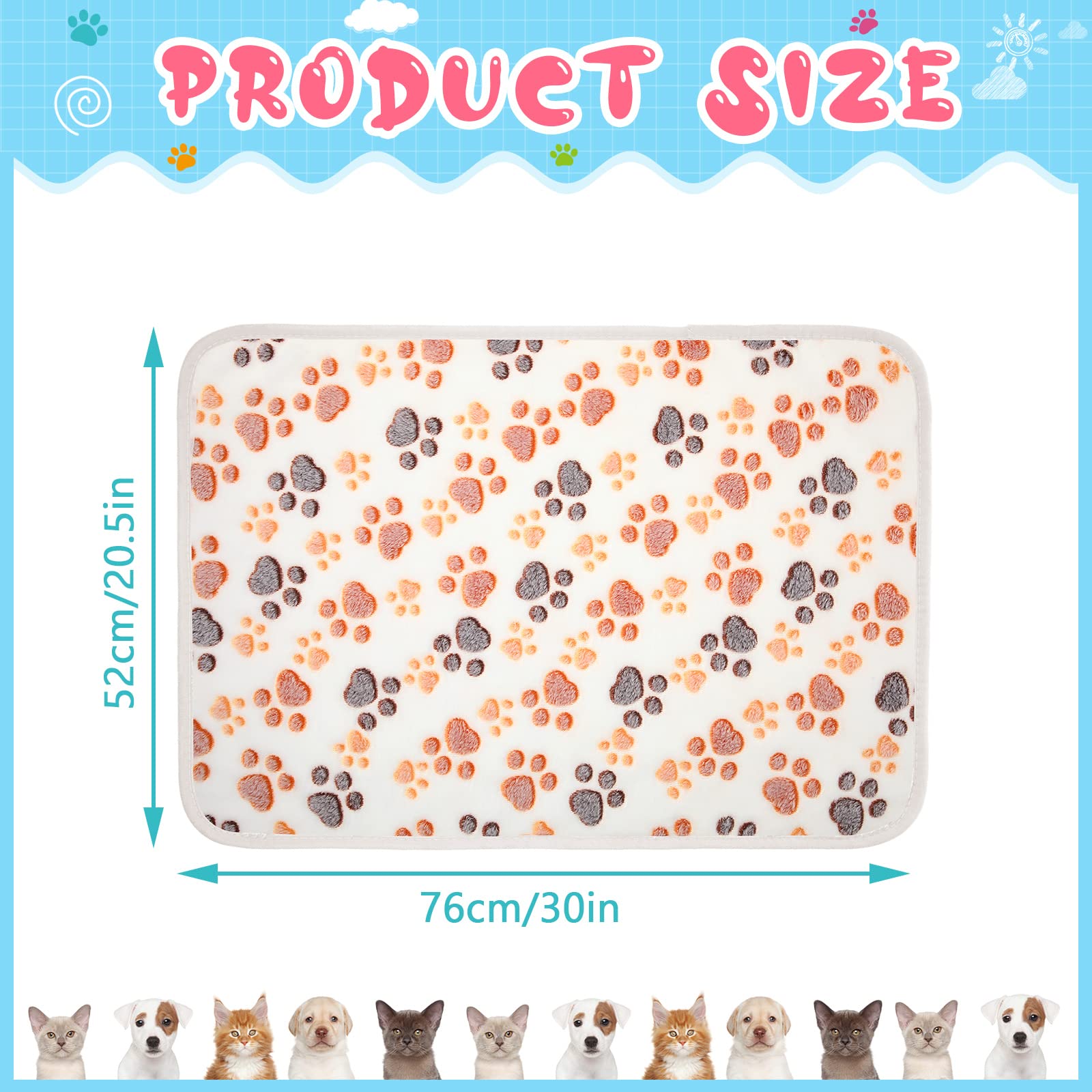 4 Pcs Pet Blanket Dog Puppy Blanket Paw Print Fleece Blanket For Small Medium Large Pet Dog Cat Warm Soft Sleep Mat Guinea Pig C