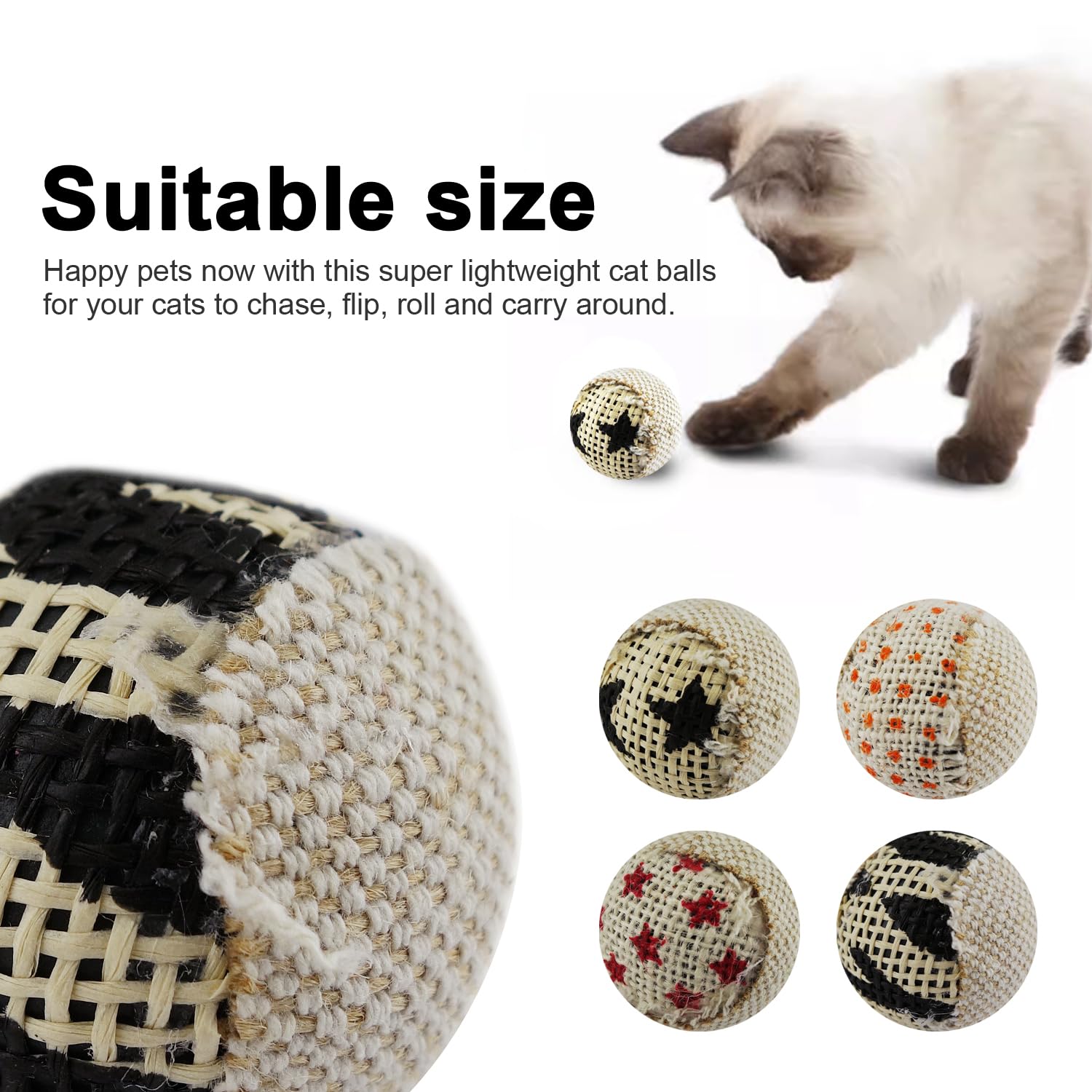 Ttcat Canvas Cat Toys Balls For Indoor Cats, Interactive Toys For Cat Kitty Kitten,4 Pack