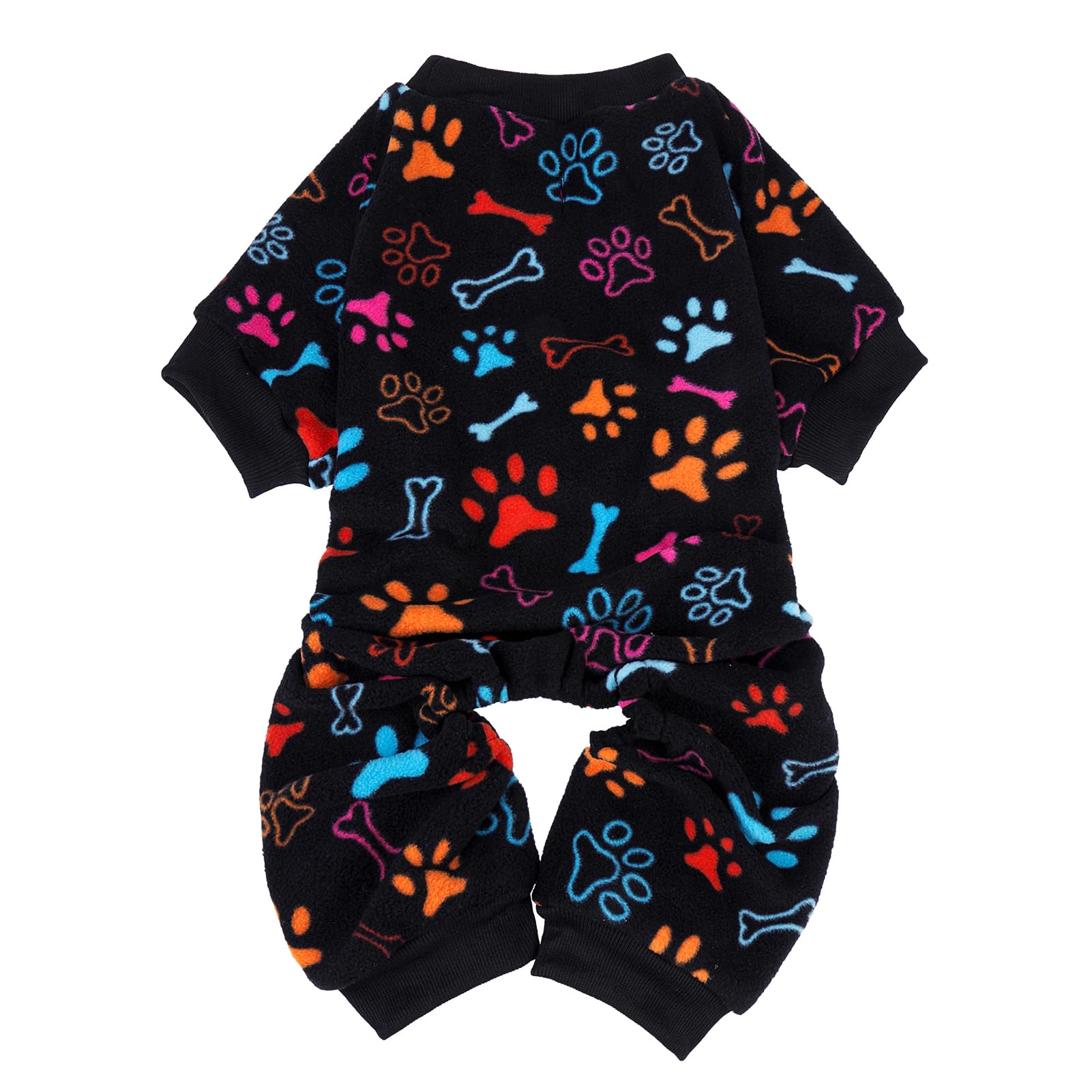 Scenereal Fleece Dog Pajamas For Small Medium Large Dogs, Warm Soft Puppy Jumpsuit, Adorable Bones Paw Print Pet Sweaters Clothe