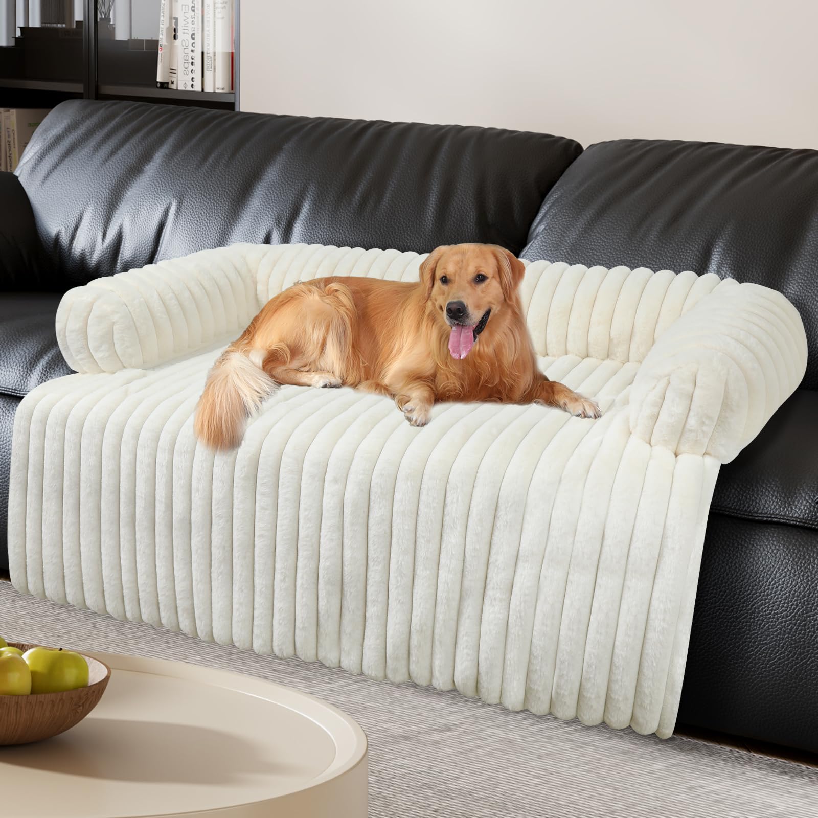 Wn's Day Luxurious Dog Couch Bed, Washable Calming Dog Couch Cover, Removable Couch Protector for Dogs, Waterproof Sofa Bed, Pet