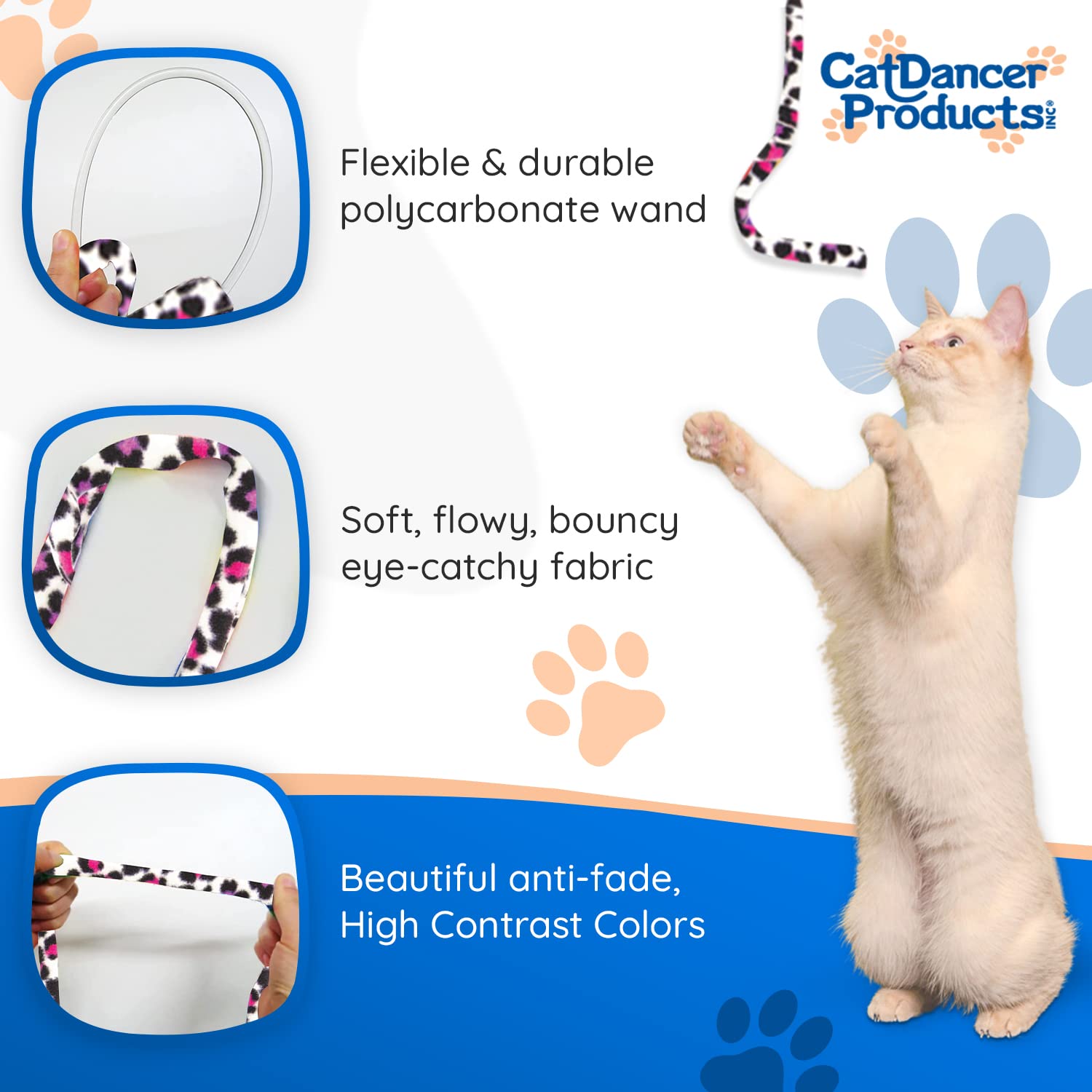 Cat Dancer Products Jungle Cat Charmer, Jungle Wand Toy For Kittens Training, Colorful Ribbon Cat Charmer, Interactive Catcher W