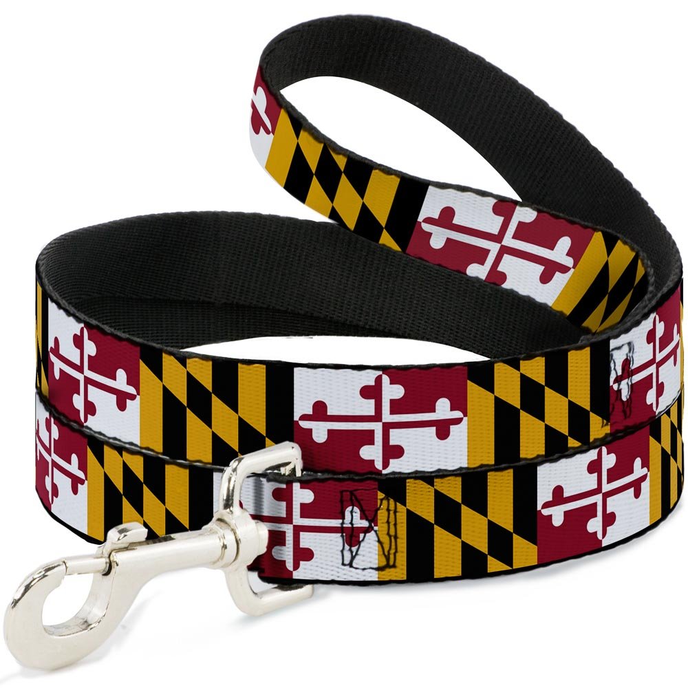 Dog Leash Maryland Flags 4 Feet Long 1.0 Inch Wide