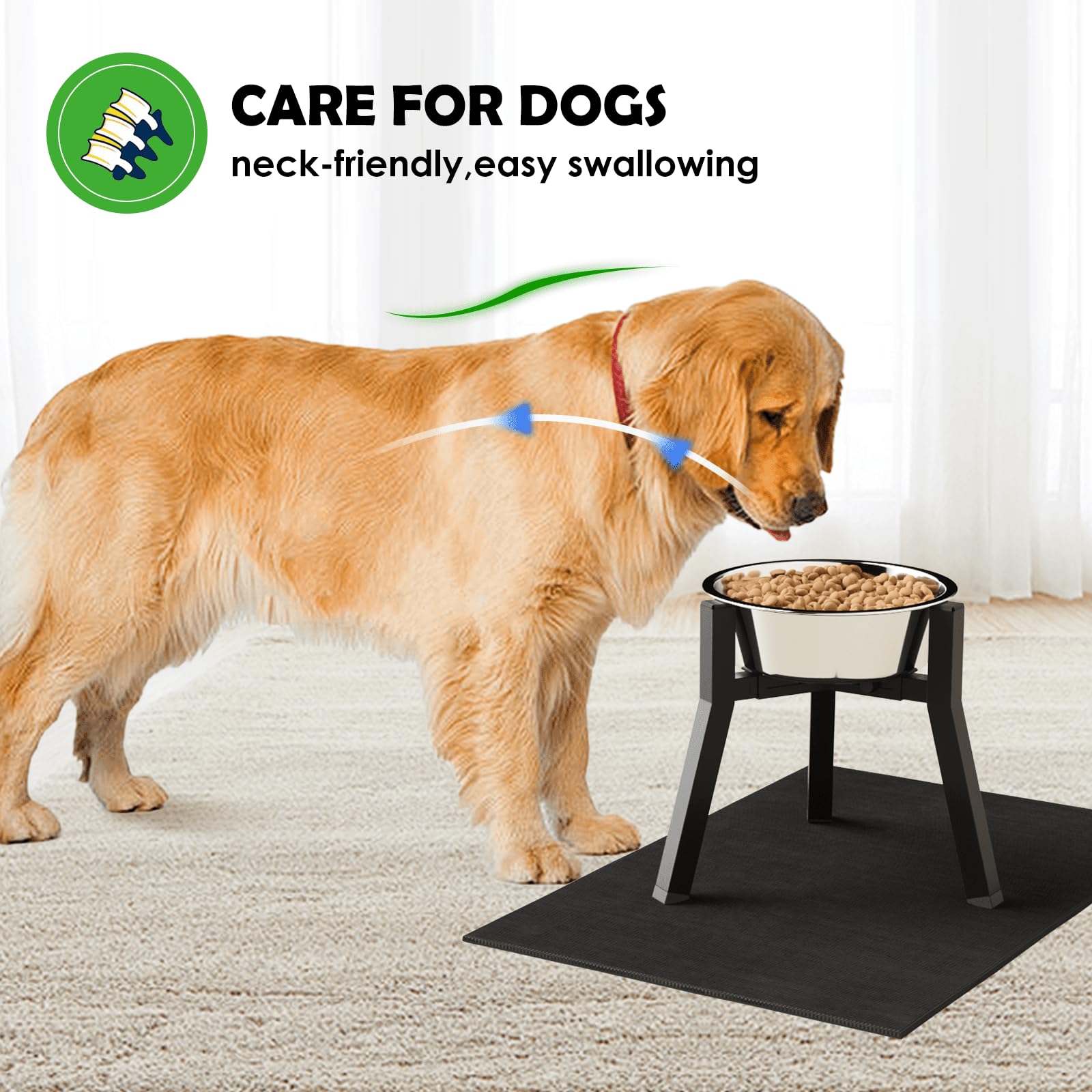 Tidant Adjustable Width Elevated Dog Stand With Mat For Medium Large Dogs, 11 Inch Tall Single Bowl Holder For 7-10.6'' Wide Bow
