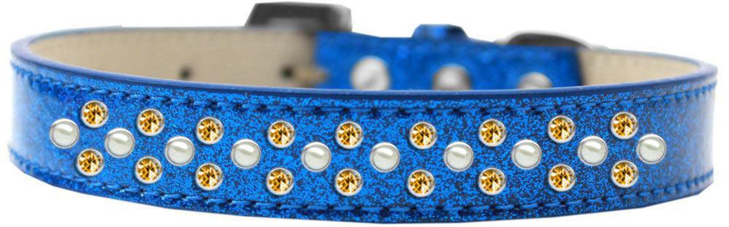 Mirage Pet Products Sprinkles Ice Cream Dog Collar with Pearl and Yellow Crystals, Size 12, Blue