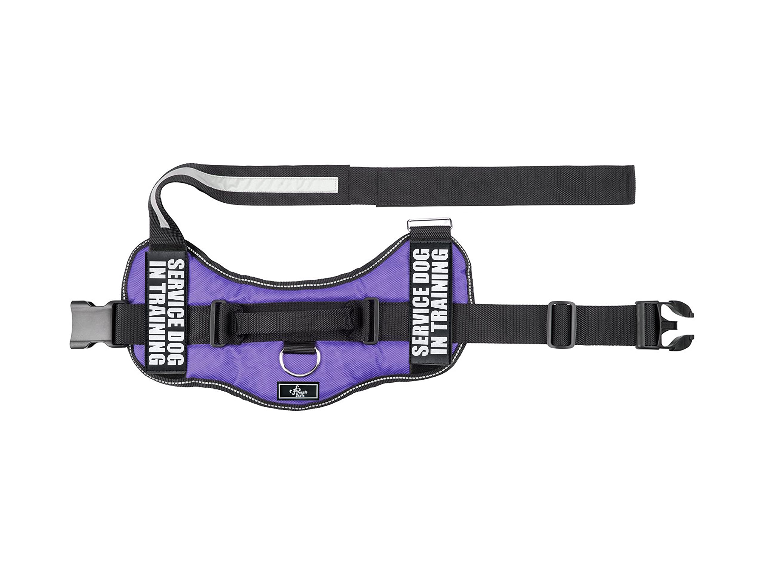 Doggie Stylz Service Dog In Training Vest With Hook And Loop Straps And Handle – Harness Comes In Sizes Xxs To Xxl – Three Colors – Dog Harness Features 2 Reflective Patches (Girth 19”-25' Purple)