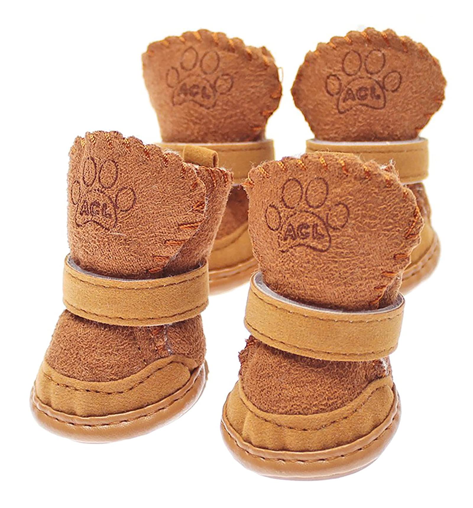 Puppy Snow Booties for Small Dogs, Chihuahua Booties for Winter, Tiny Cat Booties, Cat Shoes for Cold Weather Brown Label 3