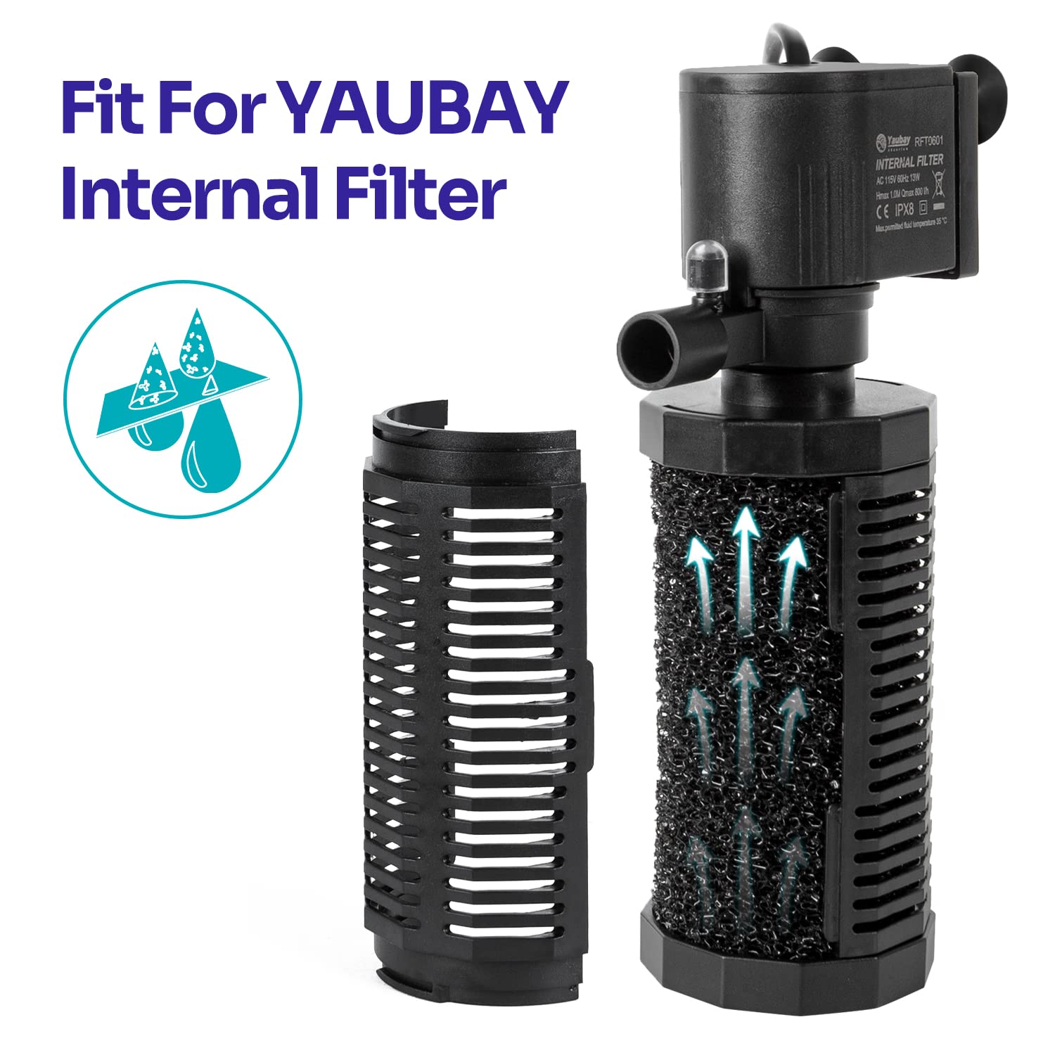 Yaubay 2Pcs Internal Filter Sponge Foam, Aquarium Bio Sponge Rolls Of Fish Tank Filter Accessories 4.5'' X 2'' (2Pcs Sponge)