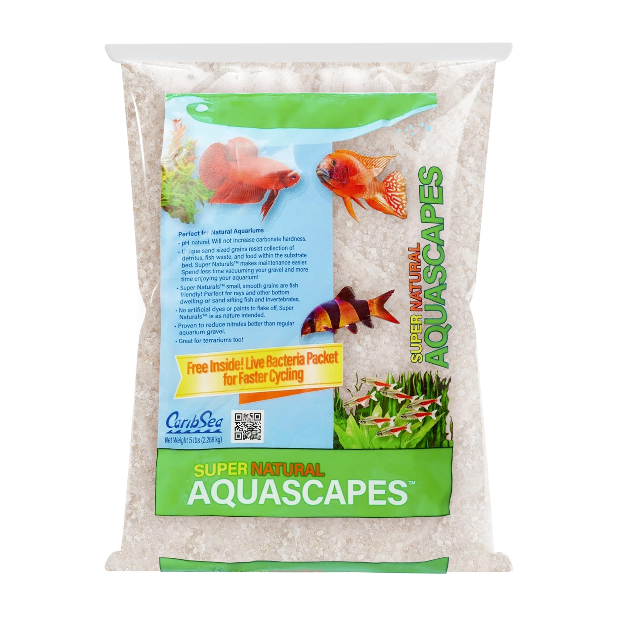 CaribSea Super Naturals Crystal River Sand for Aquarium - 10 lb - Natural Aquascape Sand - pH Neutral - Fish-Friendly, No Paints