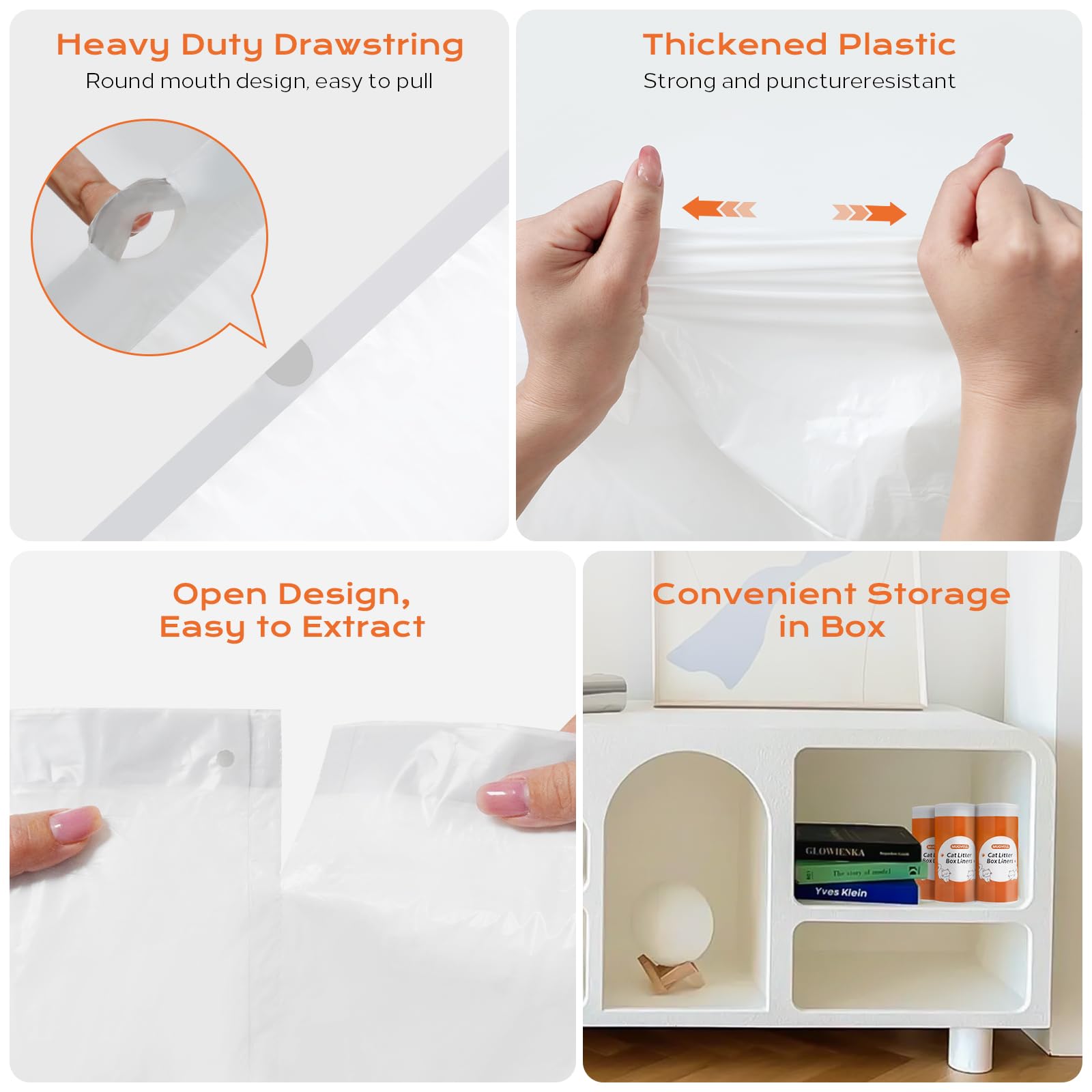 Mugvell Cat Litter Box Liners 30 Count, 37'' X 18'' Jumbo Cat Litter Bags With Drawstring, Xl Heavy Duty Litter Pan Liners, Litt