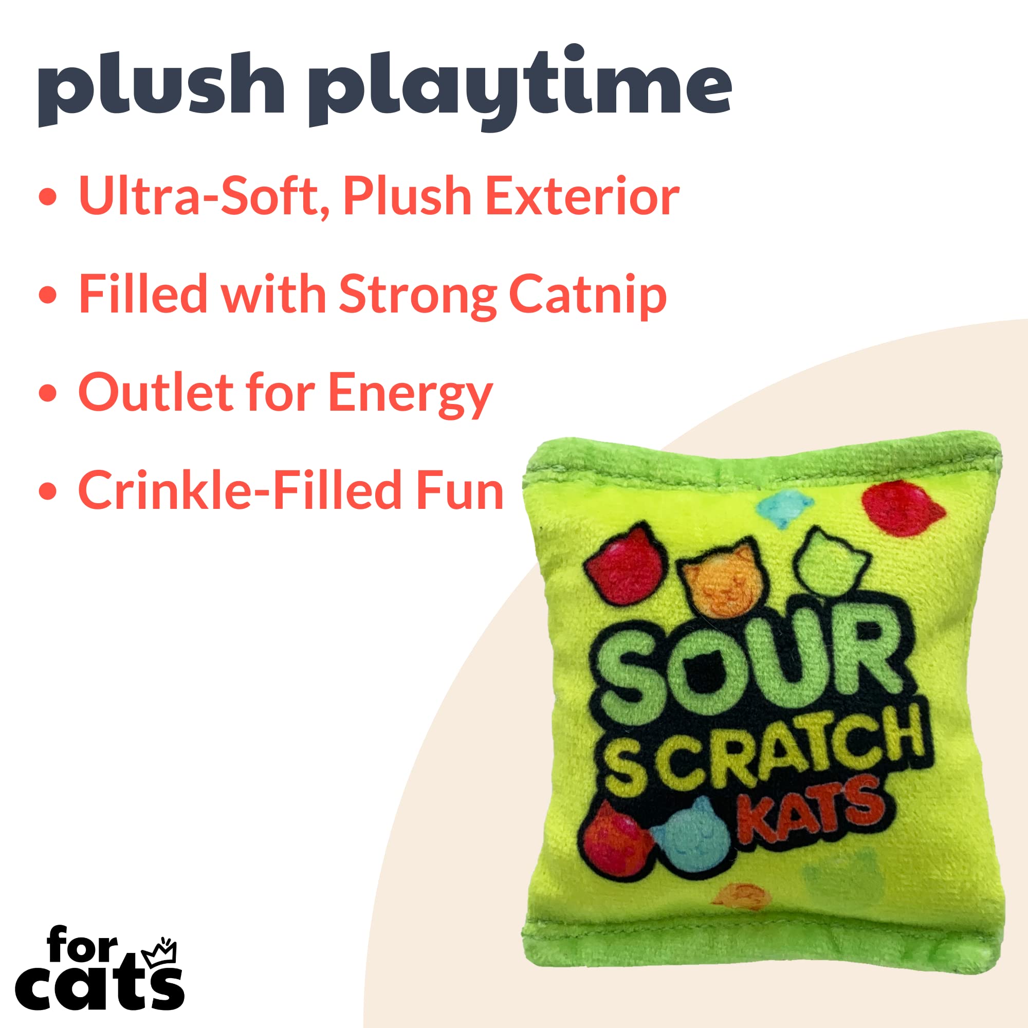 Huxley & Kent Plush Cat Toy | Sour Scratch Kats | Snack Attack Strong Catnip Filled Cat Toy | Plush Interactive Kitten And Cat Toy With Catnip And Crinkle | Kittybelles
