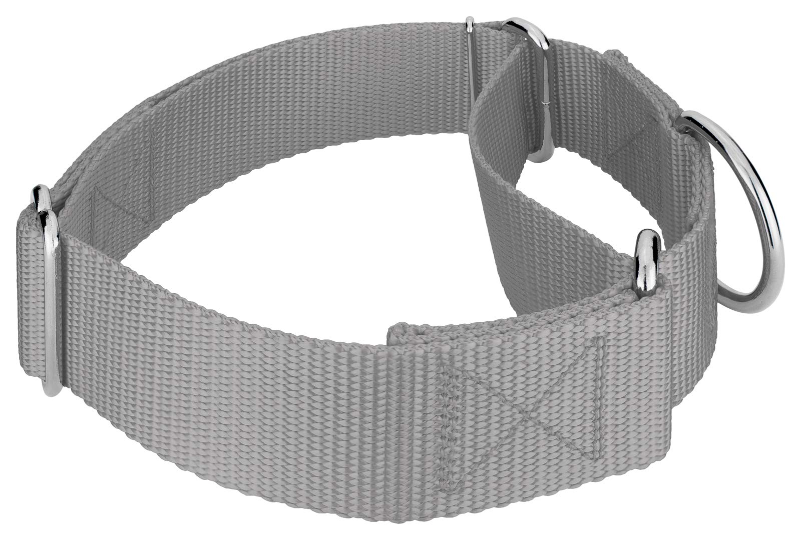 Country Brook Petz - Vibrant 15 Color Selection - Martingale Heavyduty Nylon Dog Collar (Large, 1 1/2 Inch Wide, Silver)