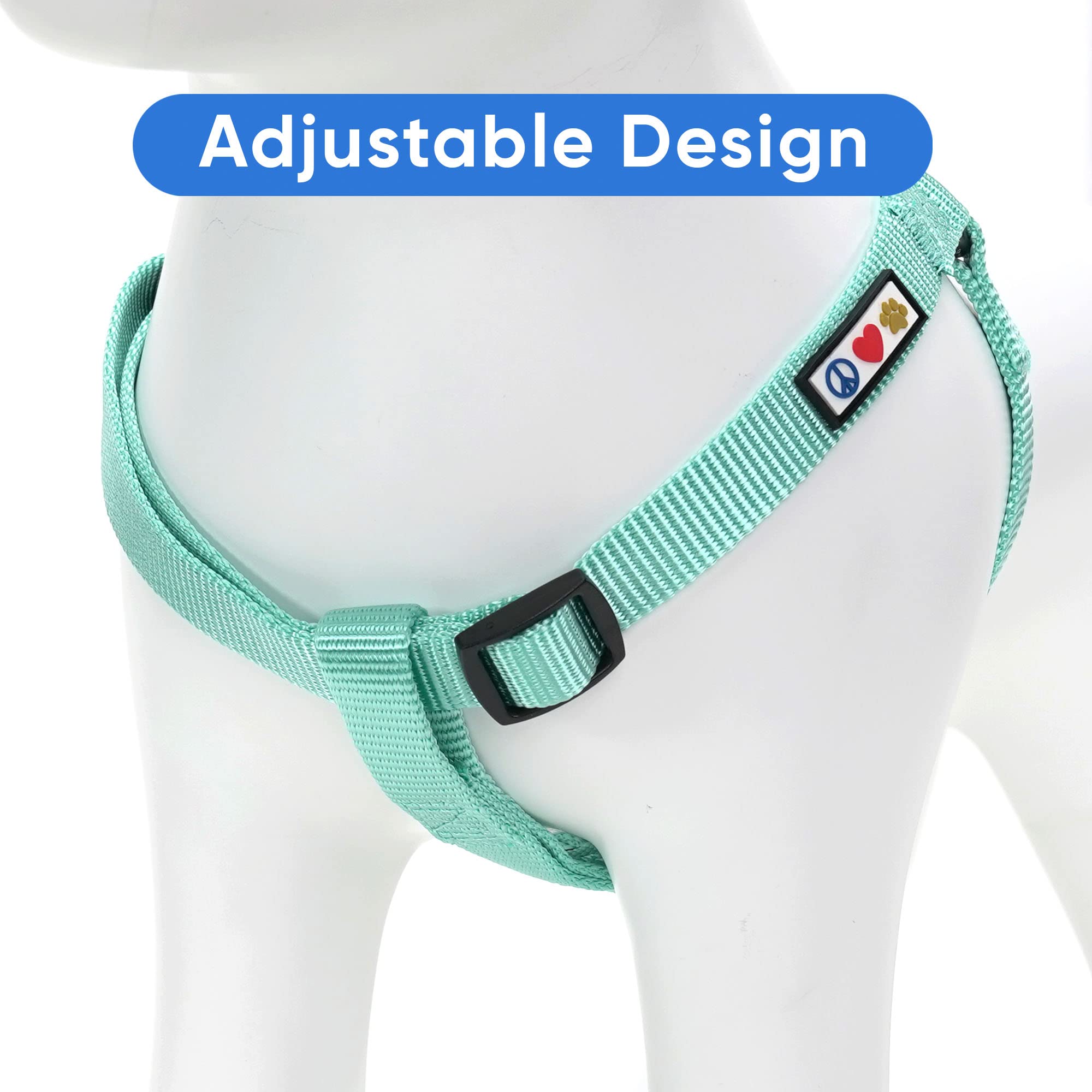 Pawtitas Step-In Dog Harness Solid Color Vest For Training & Walking, Puppy & Medium Dog Teal