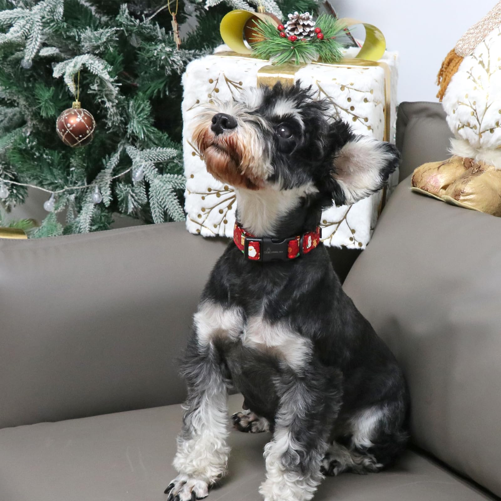 Aring Pet Christmas Dog Collar Cute Santa Claus Dog Collar, Adjustable Cotton Red Dog Collars Puppy Collar For Small Medium Larg