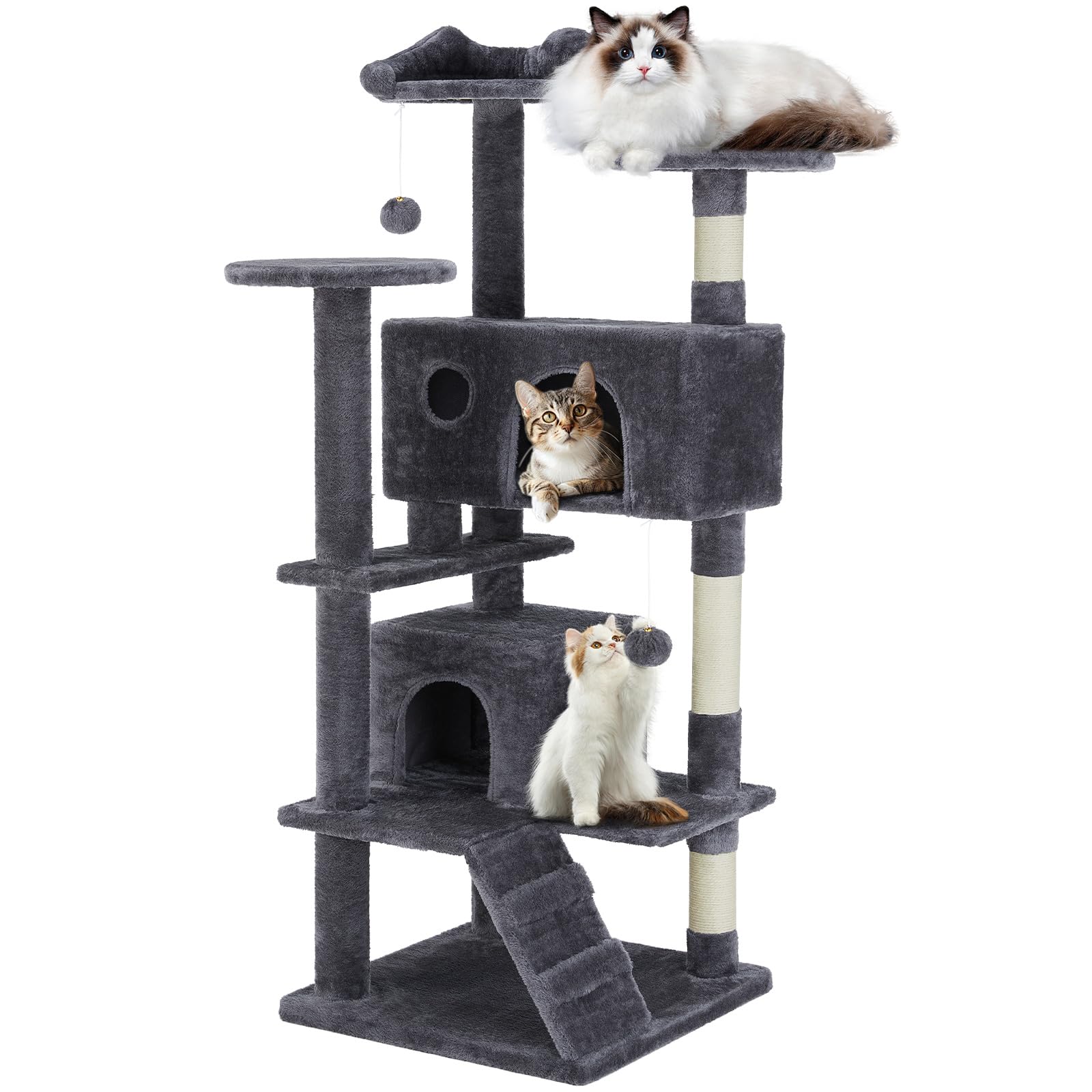 Cat Tree, 54 Inch Cat Tree Tower, Multi-Level Cat Tower With Scratching Post For Indoor Cats, Plush Cat Condo, Cat Play House Wi