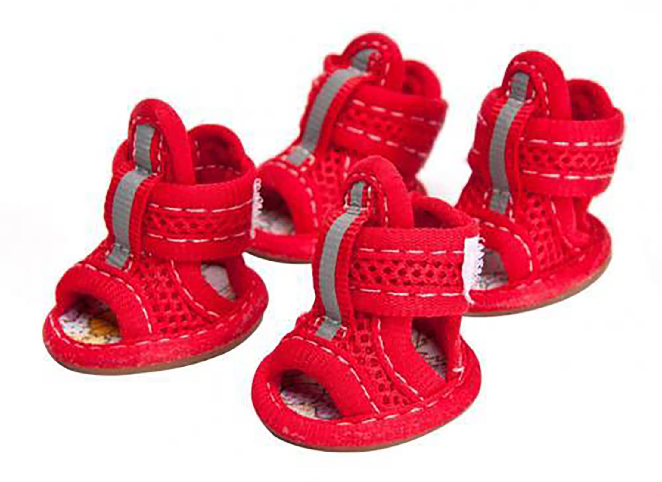 Breathable Mesh Dog Sandals For Summer, Puppy Paw Protectors, Outdoor Pet Sandals For Small Dogs Red Size 2