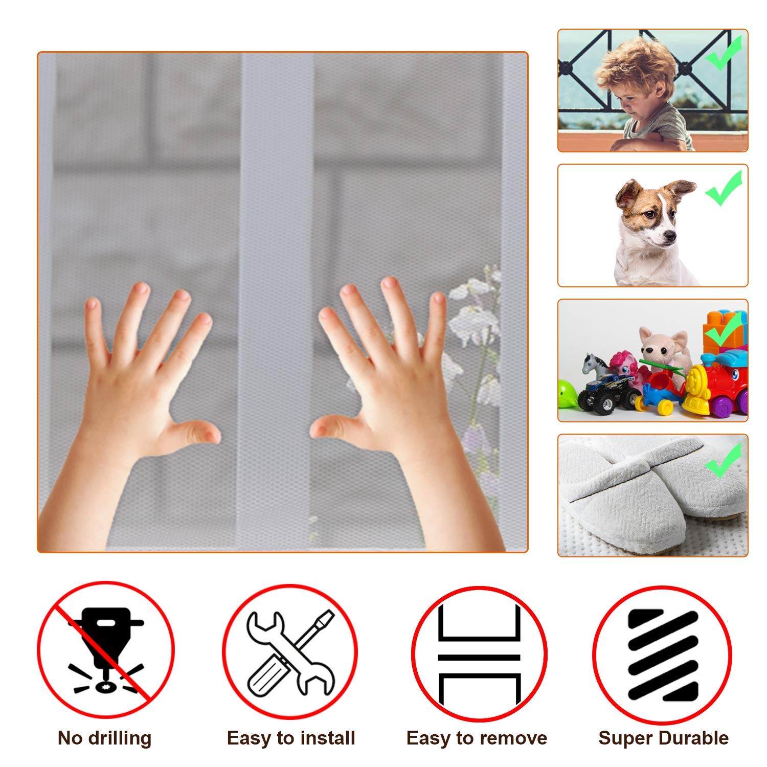 Child Safety Net, Durable Banister Guard for Baby Safety Stairs Railing Balcony Cribs, Banister Stair Mesh Baby Proofing, Easy t