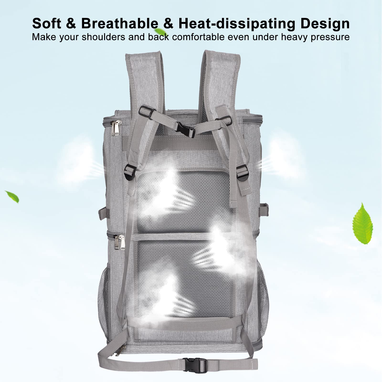 Voistino 2-In-1 Extra Large Double Pet Carrier Backpack For Small Cats And Dogs, Portable Pet Travel Carrier, Super Ventilated Design, Ideal For Traveling/Hiking/Camping, Xl