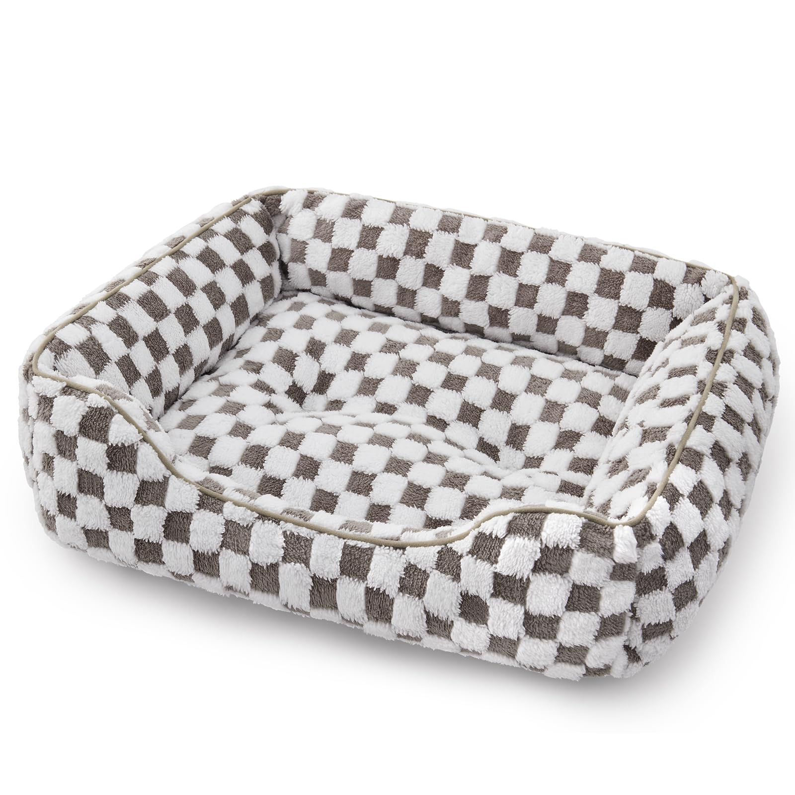 Joejoy Dog Bed For Medium Small Dogs - Rectangle Orthopedic Dog Sofa Bed, Cute Modern Puppy Bed With Jacquard Shaggy Plush & Ant