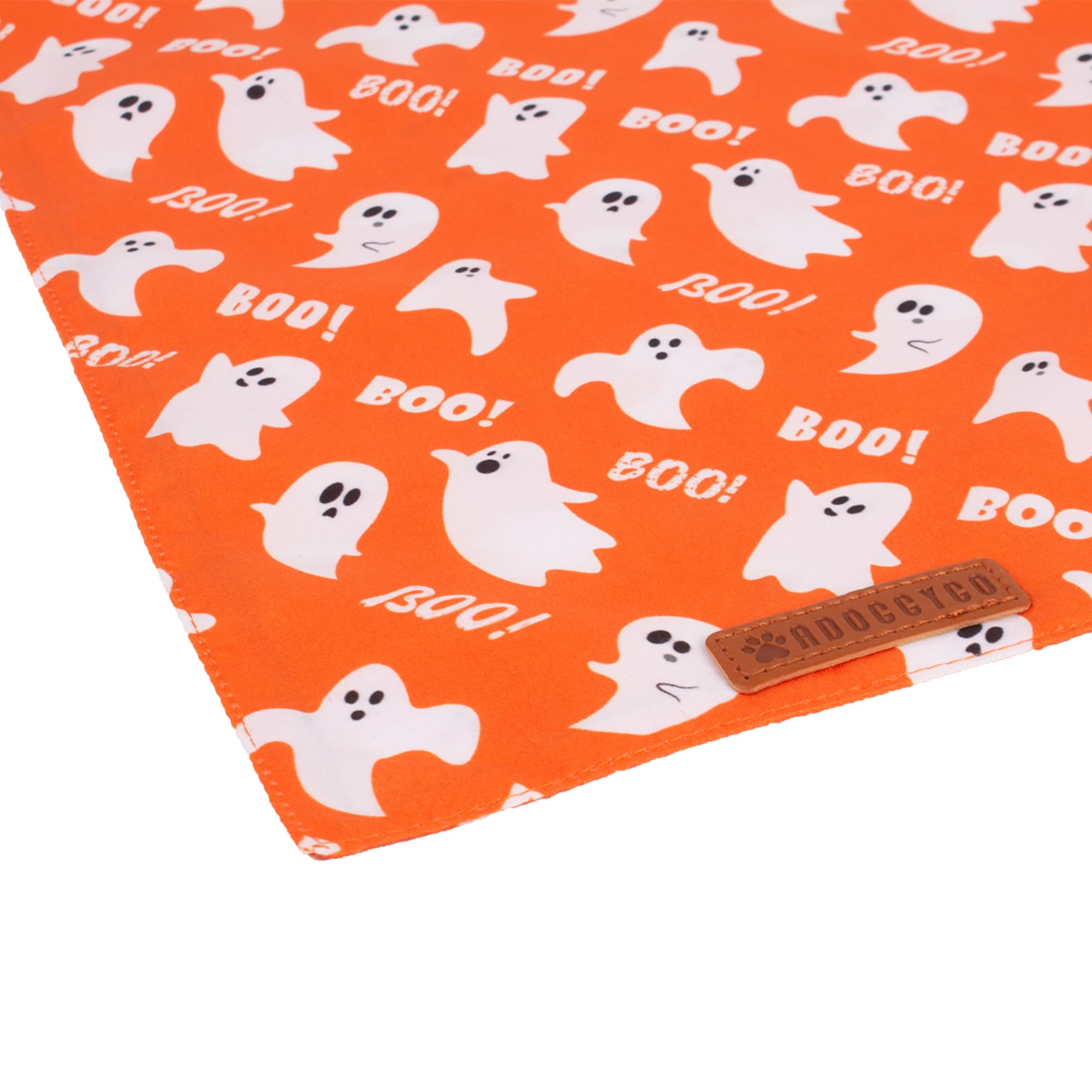 Adoggygo Halloween Dog Bandana, Spider Web Ghost Design Dog Scarf, Premium Durable Fabric, Orange Dog Halloween Bandanas For Medium Large Dogs Pets (Large, Halloween)