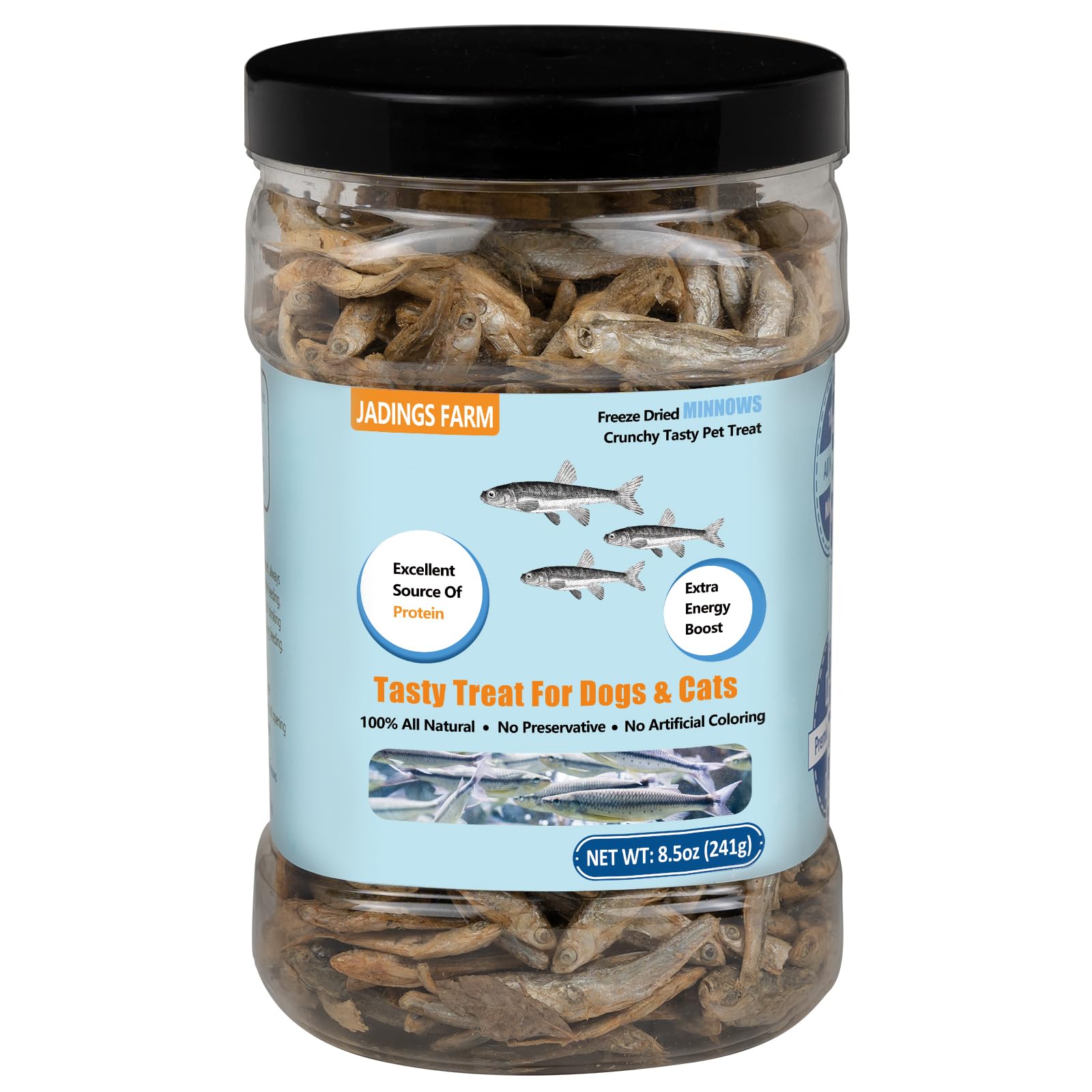 JADINGSFARM Minnows - 8.5 oz Freeze Dried - 100% Natural Premium Cat & Dog Treat
